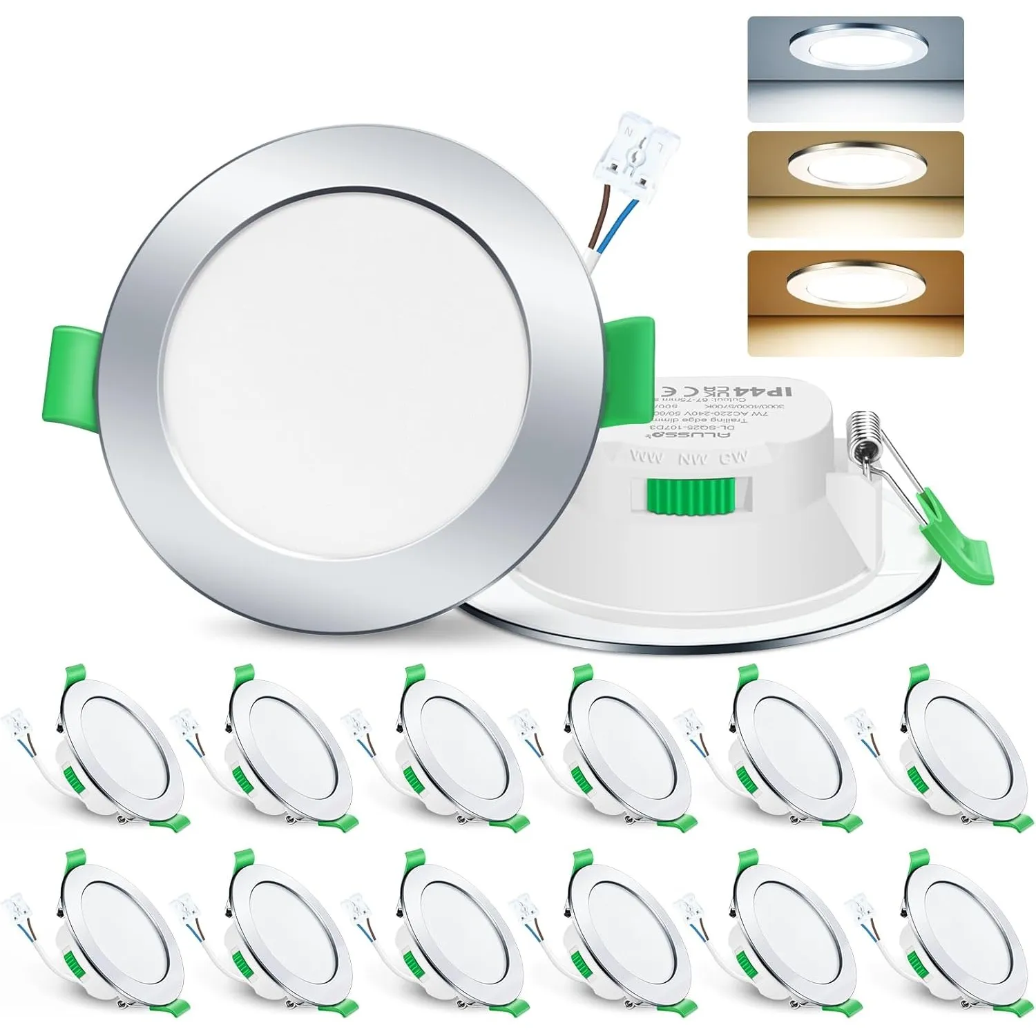 ALUSSO LED Einbaustrahler 230V Deckenspots flach Dimmbar 7W Ultra Slim Spots IP44 Deckenstrahler Einbauleuchten für Bad…