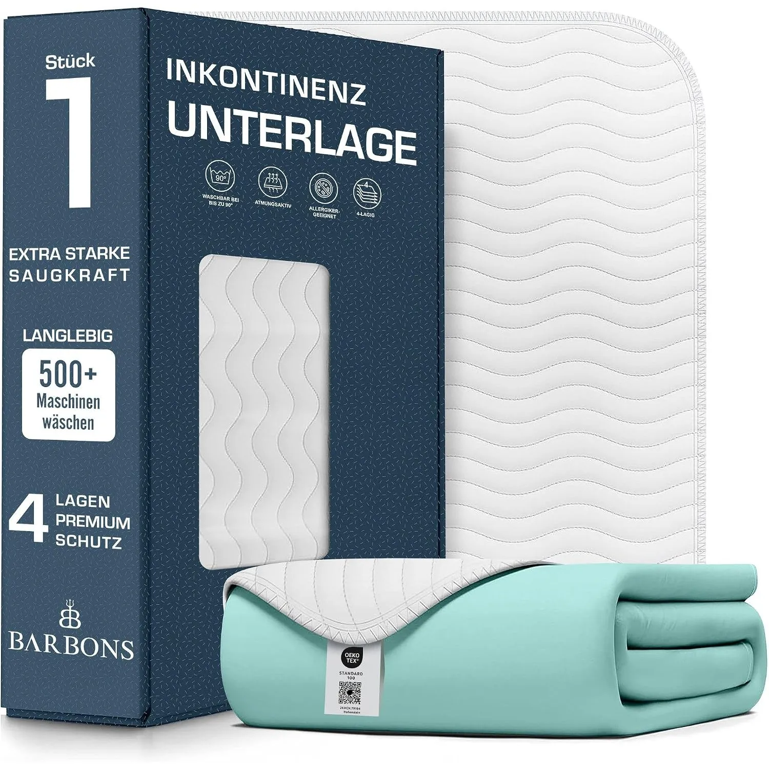 Barbons Inkontinenzunterlage waschbar - Matratzenschutz 75x90