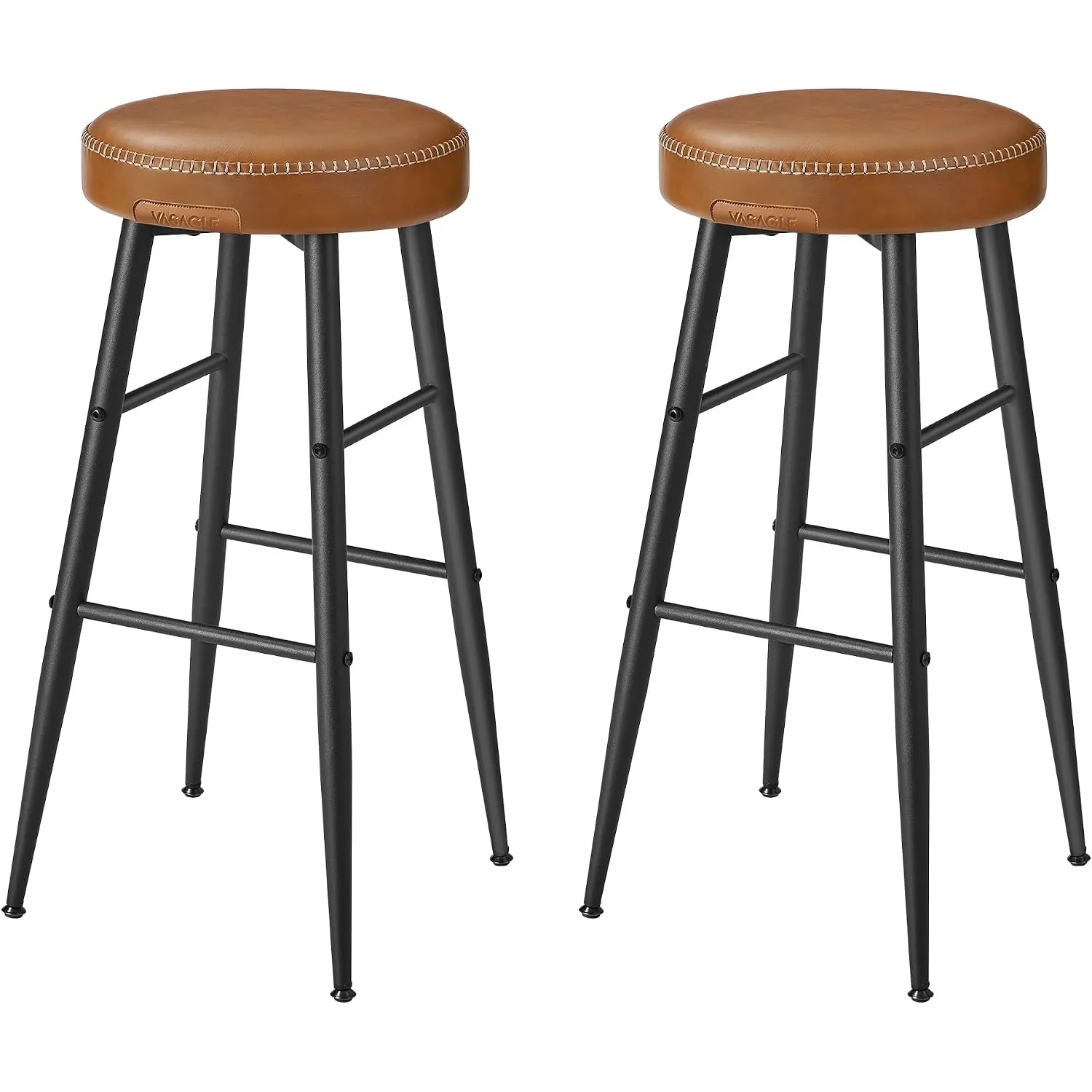VASAGLE Barhocker, 2er Set, Küchenstuhl, Kunstleder, 76 cm hoch