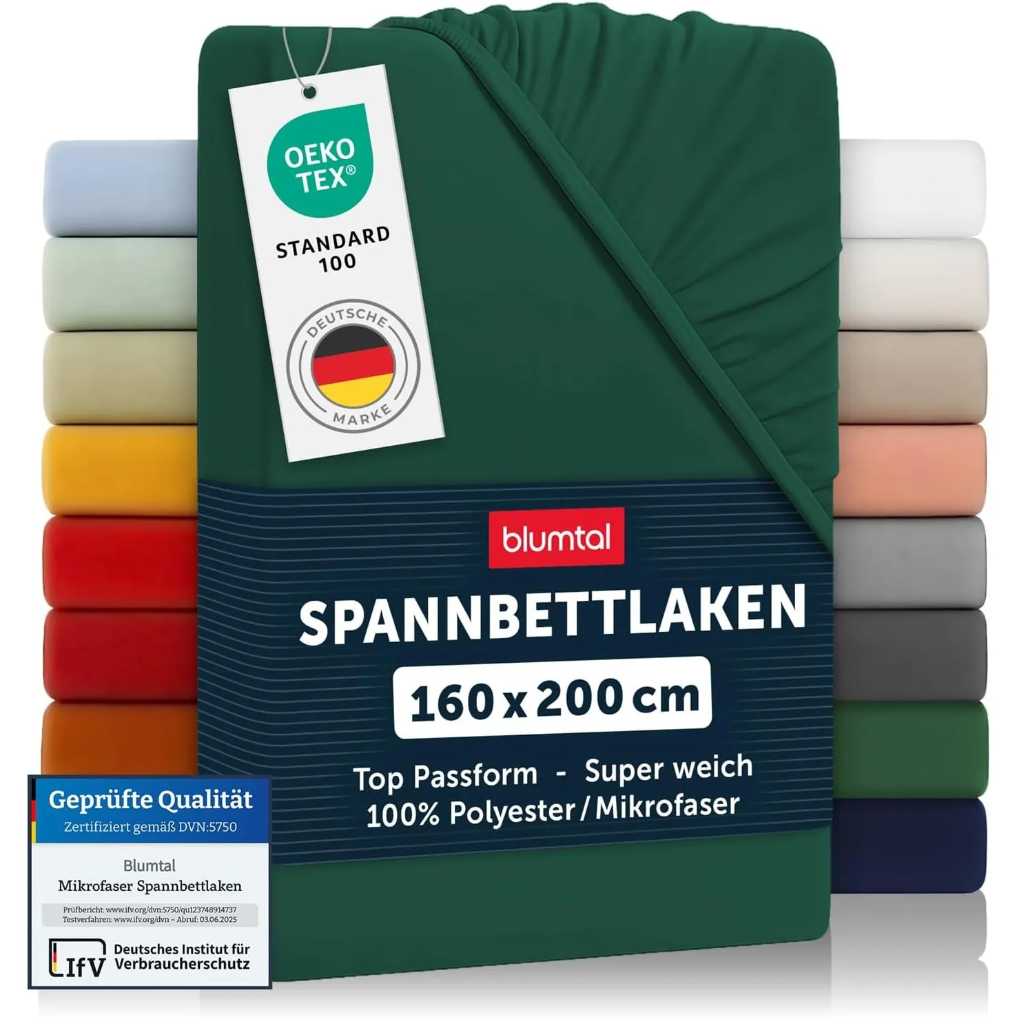 Blumtal® 2er Set Spannbettlaken 160x200x30cm aus Microfaser - Oekotex zertifiziertes Bettlaken Spannbettlaken in Dunkel…