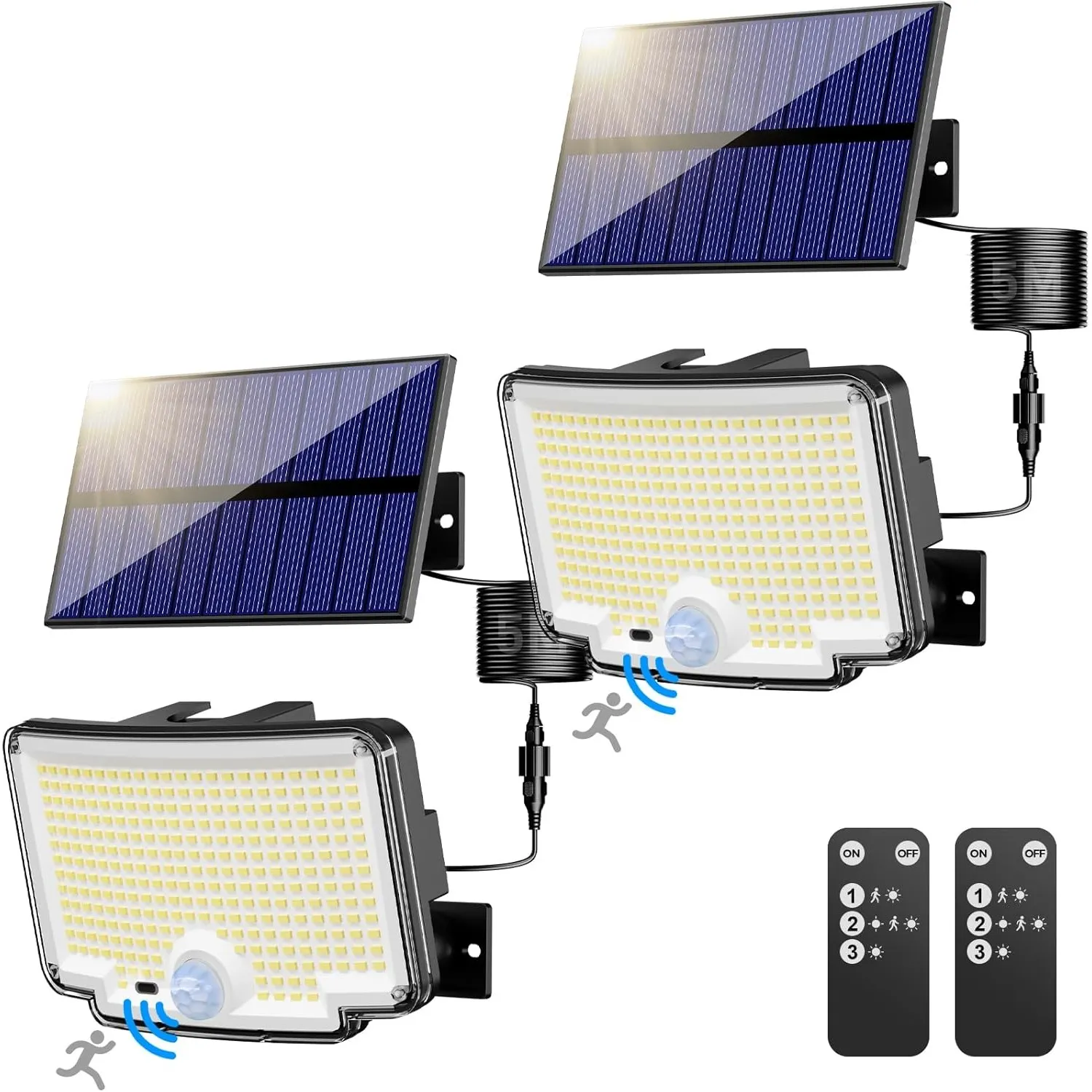 nipify 2 Stück Solarlampen für Außen mit Bewegungsmelder, 310 LED Super Helle 3 Modi Solarleuchte Aussen mit Fernbedien…
