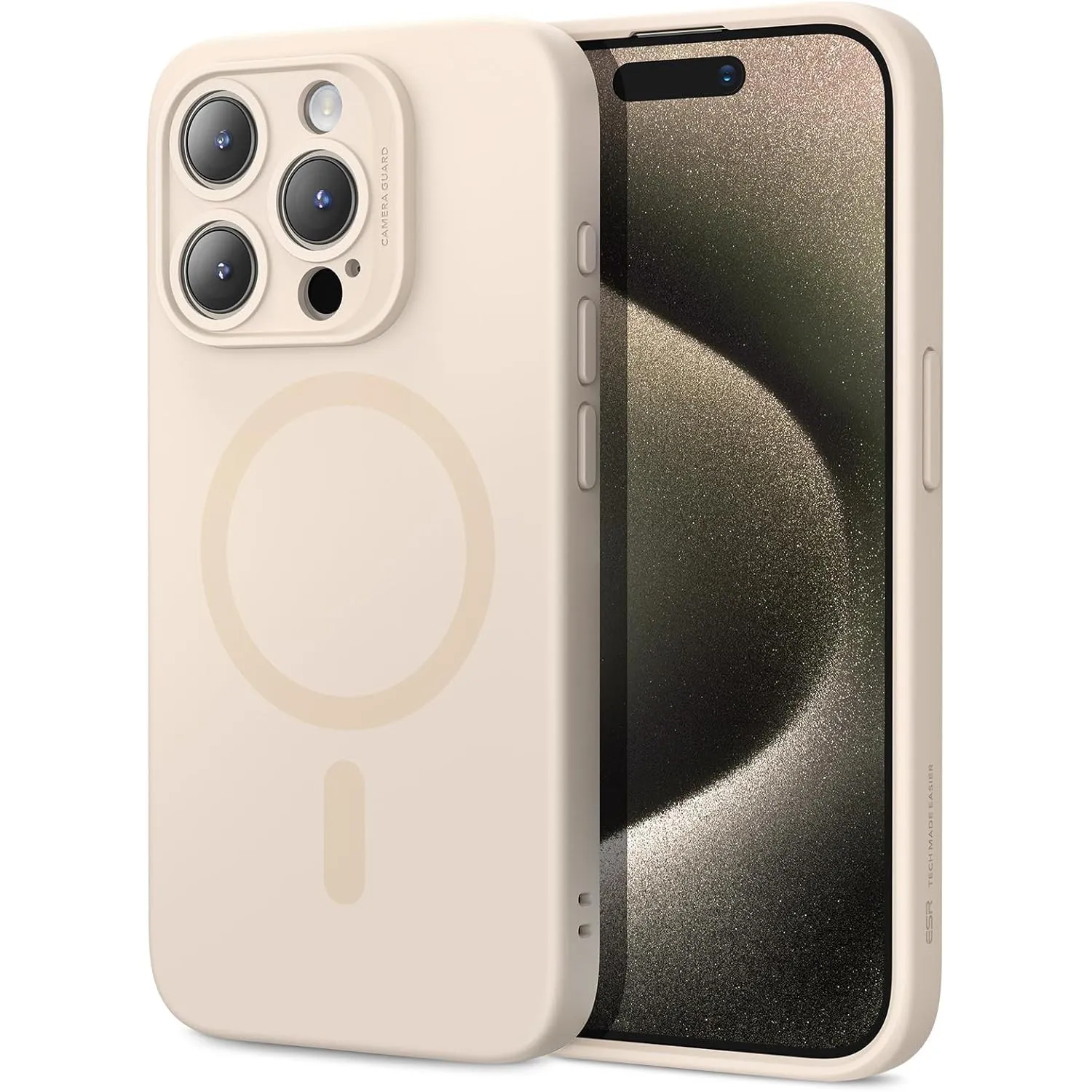ESR für iPhone 15 Pro Max Hülle für MagSafe, Silikon-Handyhülle, Beige