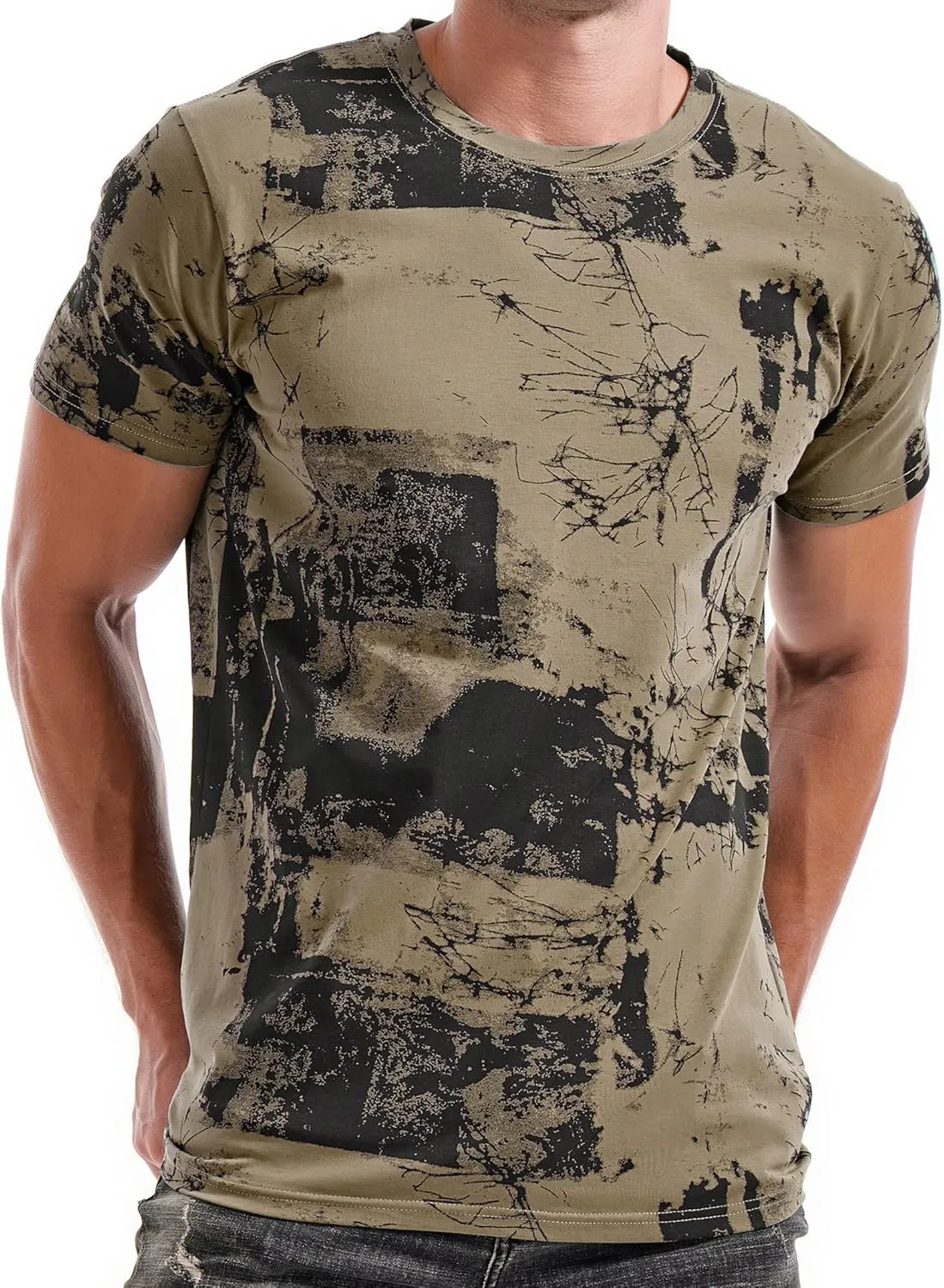 RONOMO Men's T-Shirt, 95% Cotton, 5% Spandex, Microelastic, Skin-friendly