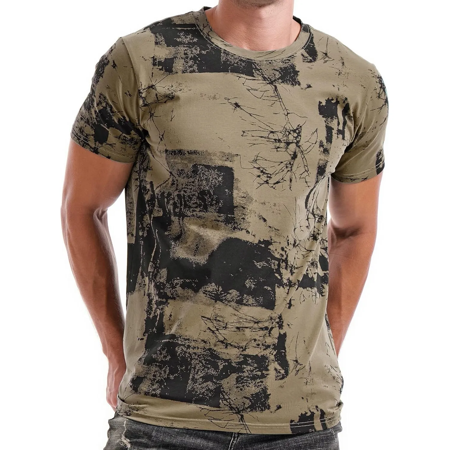 RONOMO Herren T-Shirt 95% Baumwolle 5% Spandex, Mikroelastik, Hautfreundlich