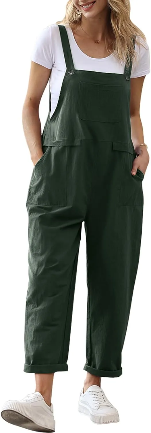 YESNO Damen Latzhose Sommer Oversize Trägerhose Beiläufig Loose Bib Pants Overall Baggy Jumpsuit Strampler Sommerhose m…