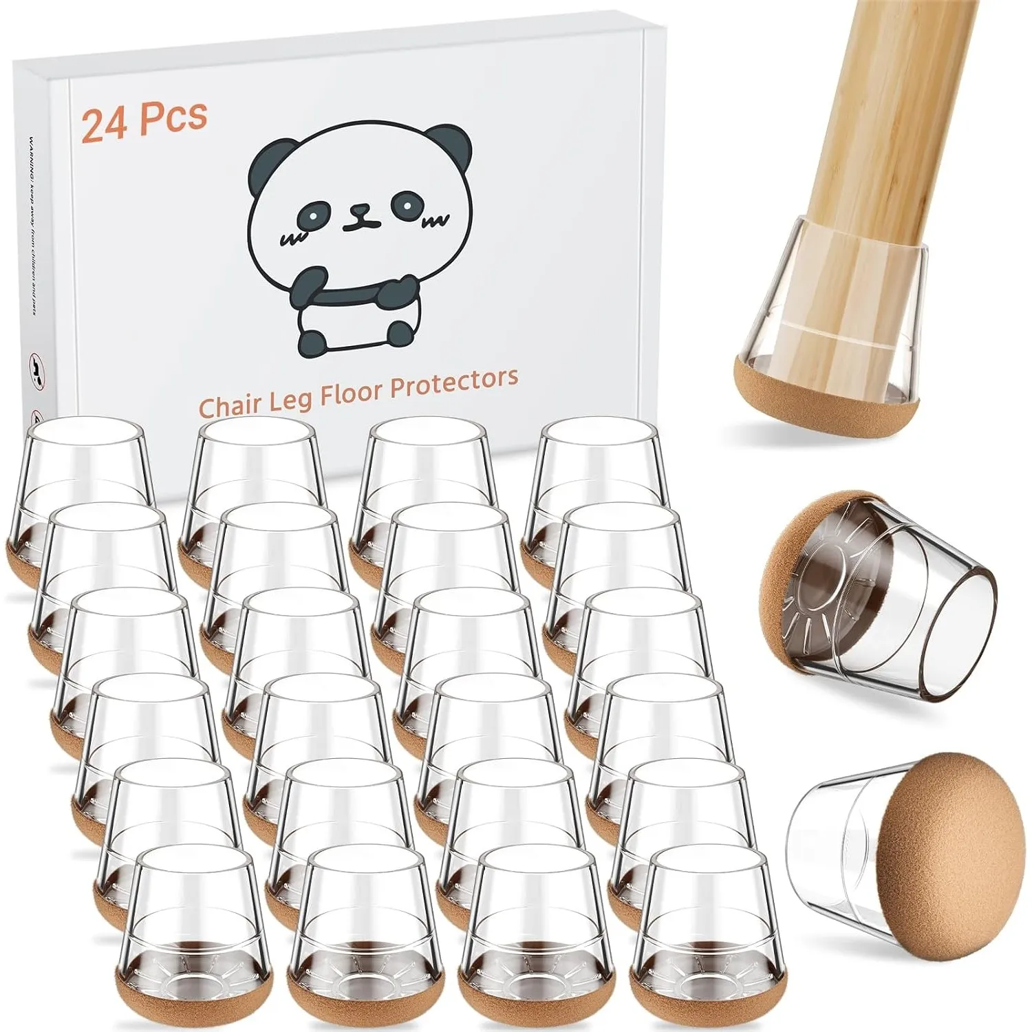 24 Stück Stuhlbeinkappen Extra klein - Transparent Silikon Schutzkappen Für Stuhlbeine - Mit verschleißfestem Filzkisse…