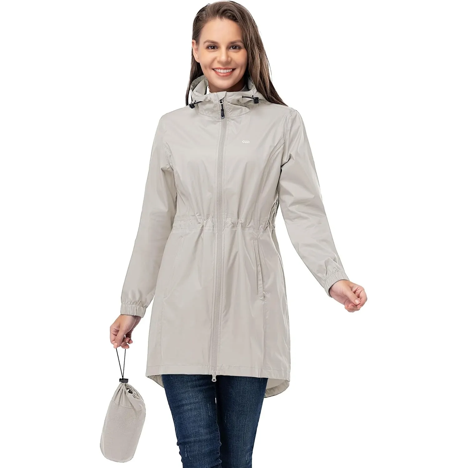 33,000ft Damen Dünne Wasserdichte Faltbar Regenmantel Regenjacke mit Kapuze, Leicht Atmungsaktive Travel Regenponcho, L…