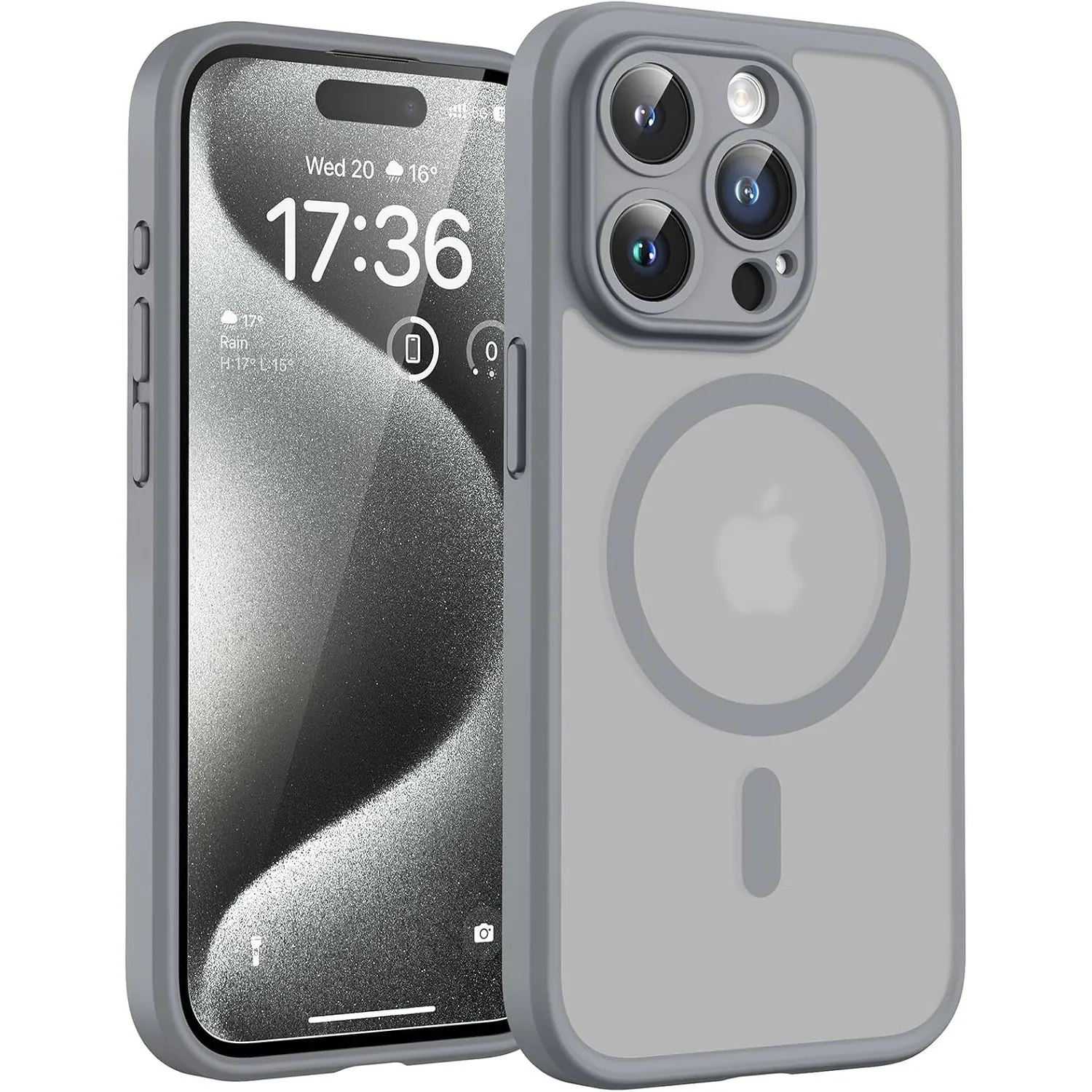 TOCOL für iPhone 15 Pro Hülle, Kompatibel mit MagSafe, Grau