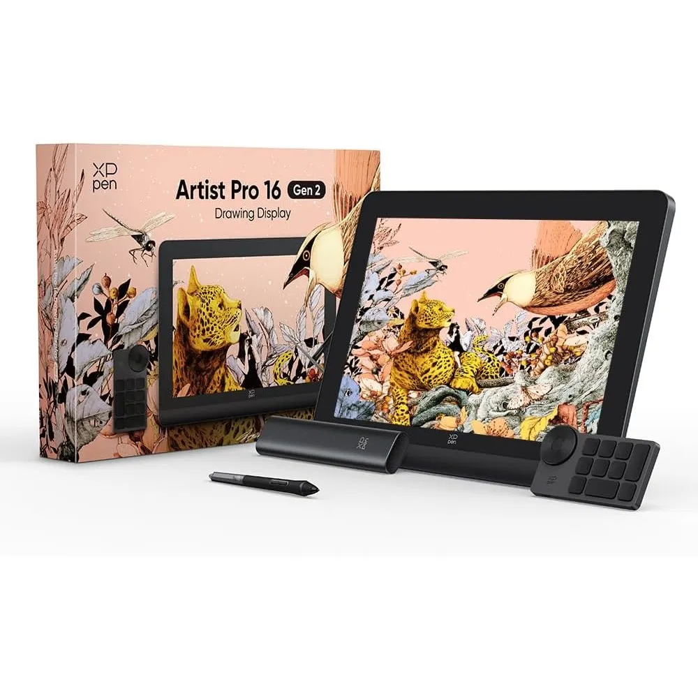 XPPen Artist Pro 16 (Gen 2) Grafiktablett mit Display für PC, 2.5K QHD 16 Zoll entspiegeltem Bildschirm, 16384 Druckstu…