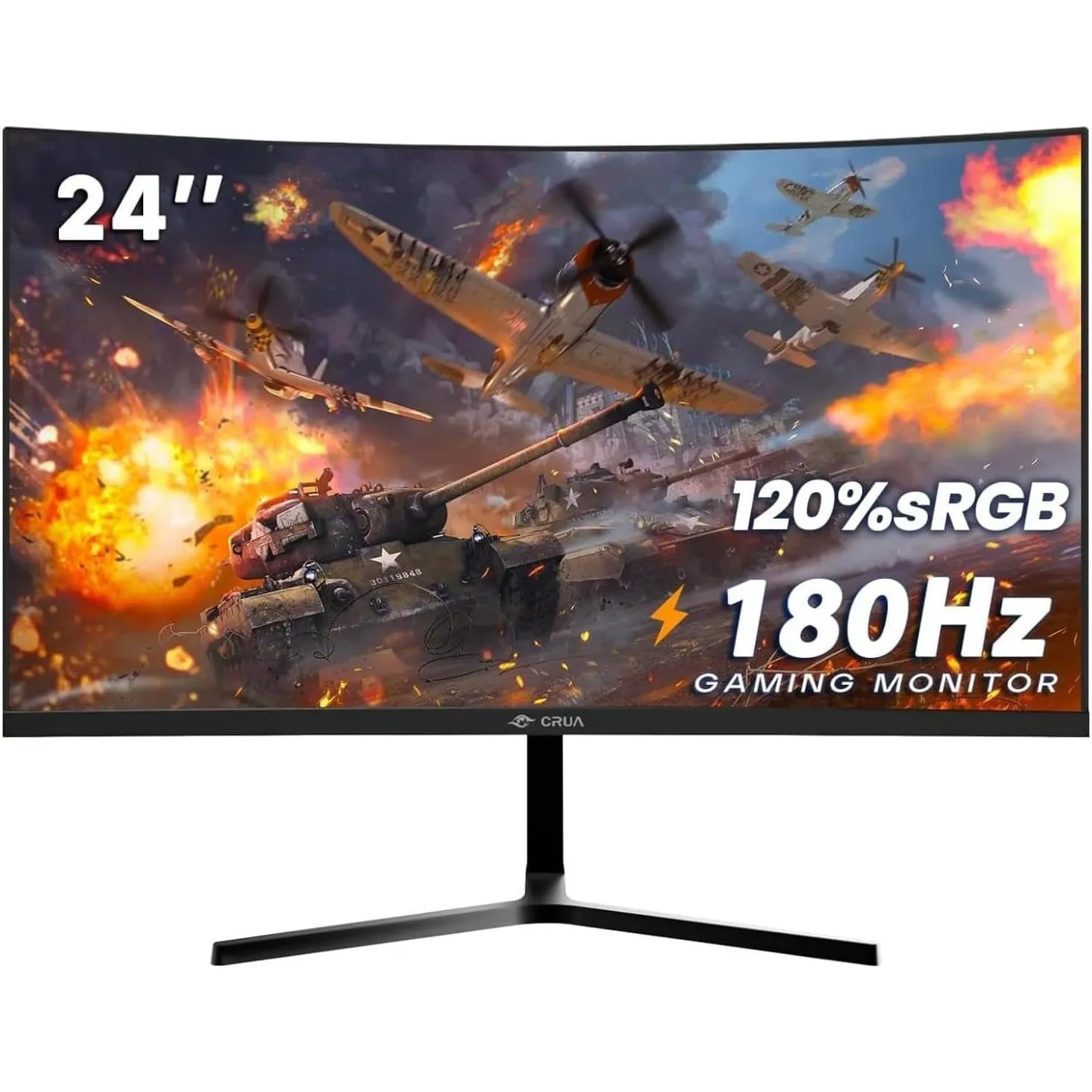 CRUA 24 Zoll Curved Gaming-Monitor 180 Hz|165 Hz|144 HZ|1080P|PC Monitor Computer 120% sRGB-Farbumfang kompatibel FreeS…