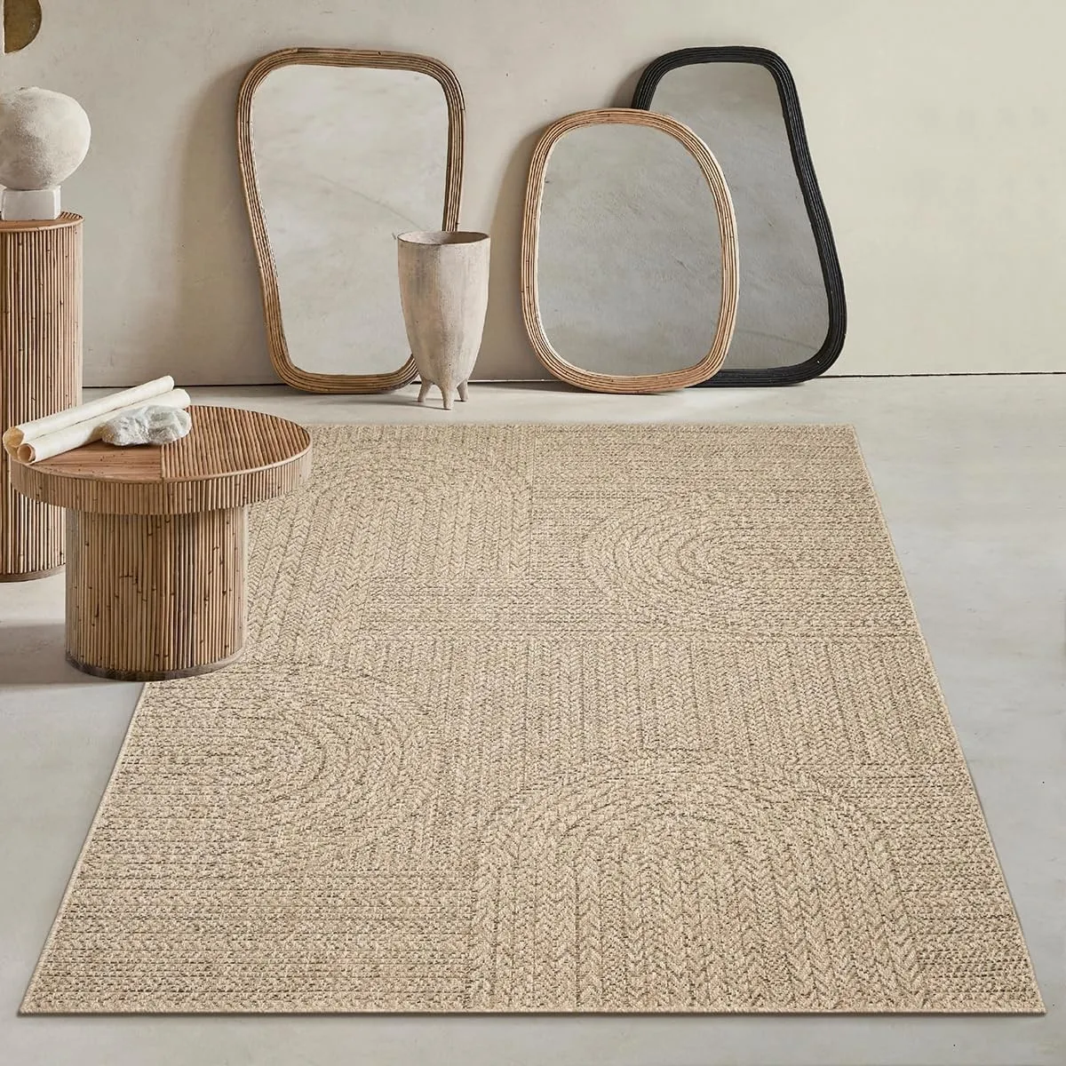 Soil – ca. 60 x 90 cm Outdoor Teppich wetterfest Jute-Look Balkon Terrasse | Outdoor Teppich für Balkon, Terrasse & Gar…