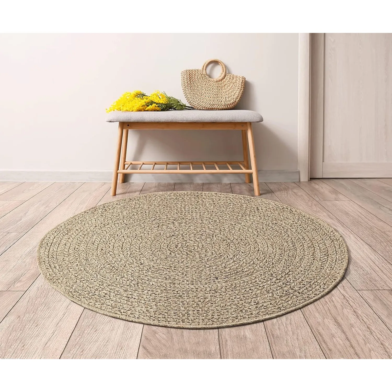 Soil – ca. 160 cm Rund Outdoor Teppich wetterfest Jute-Look Balkon Terrasse | Outdoor Teppich für Balkon, Terrasse & Ga…