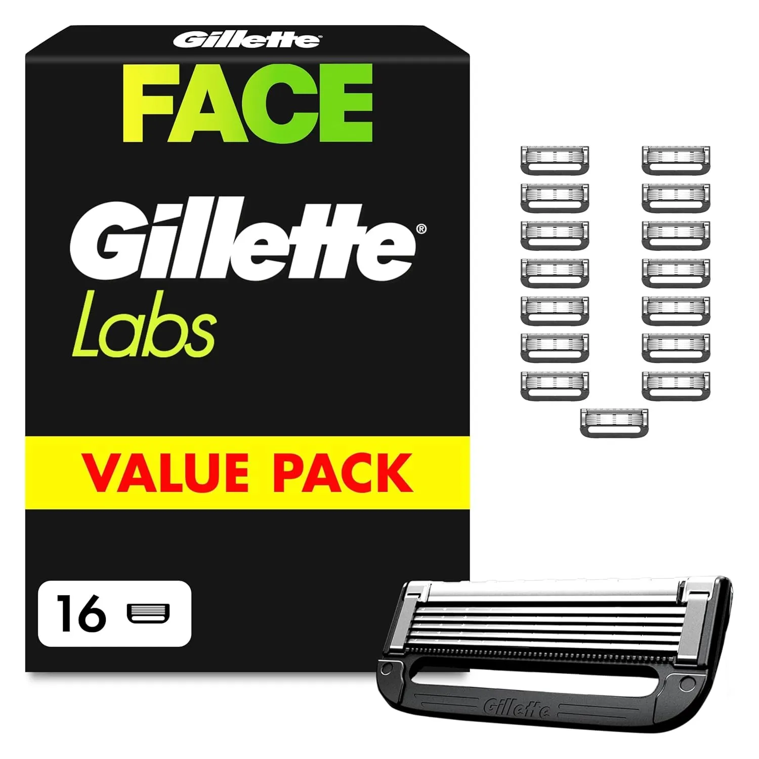 Gillette Labs Rasierklingen Herren, 16 Original Ersatzklingen, Schwarz - Nassrasierer, Klingen Kompatibel mit Allen Lab…