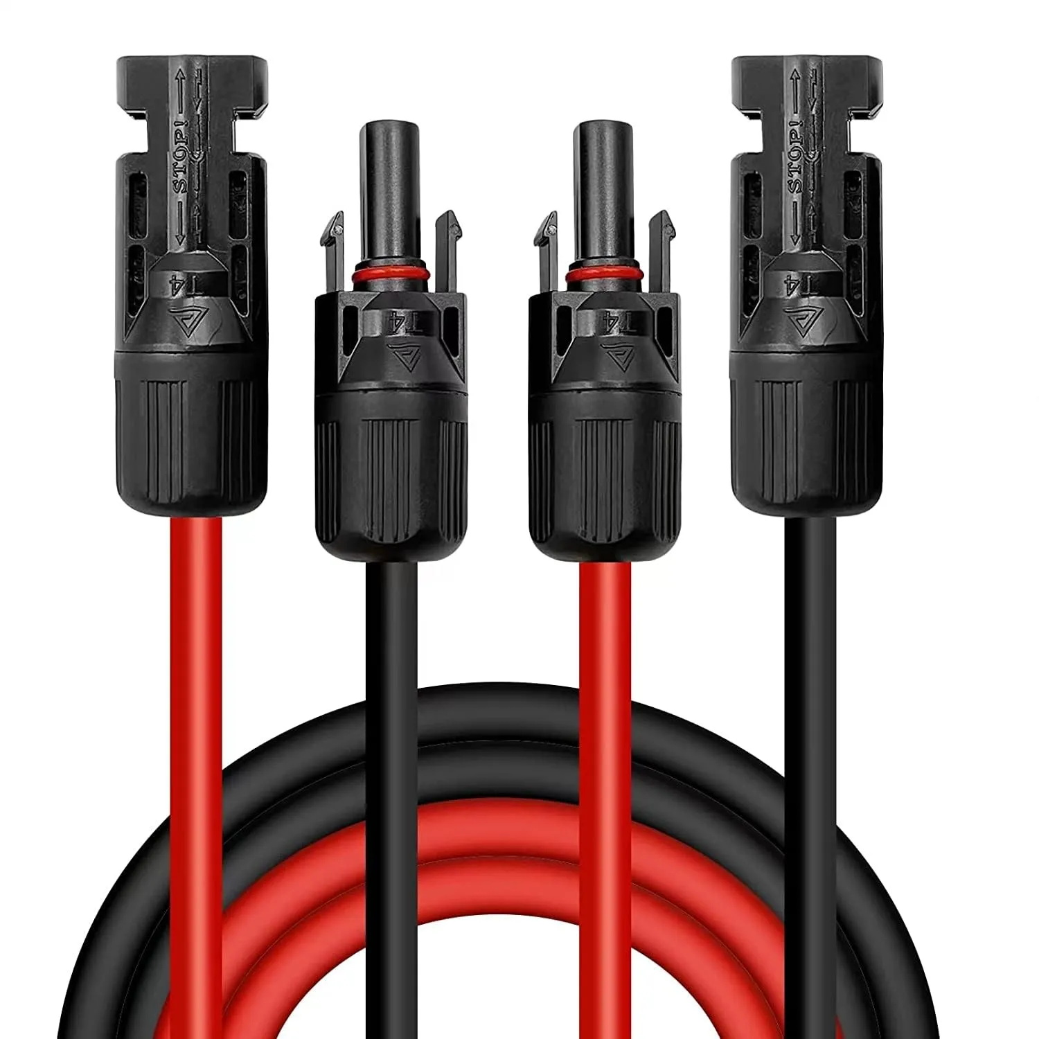 Solarkabel 4mm²/6mm², Solarkabel Verlängerung 1/2/3/5/8/10/12/15M, Solarkabel Verlängerungskabel(Rot/Schwarz) (4mm²2M)