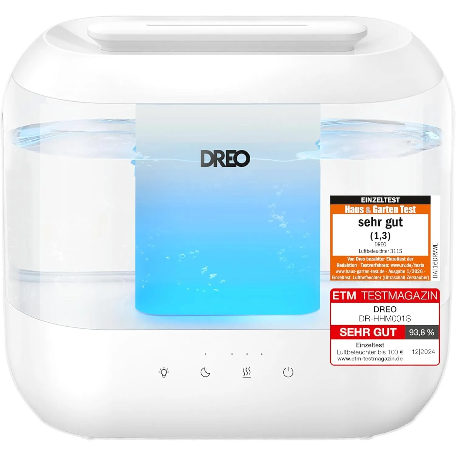 Dreo Luftbefeuchter für Schlafzimmer, Top Fill 4L Supersized Cool Mist Humidifier mit Öl-Diffusor und Nachtlicht, 36H L…