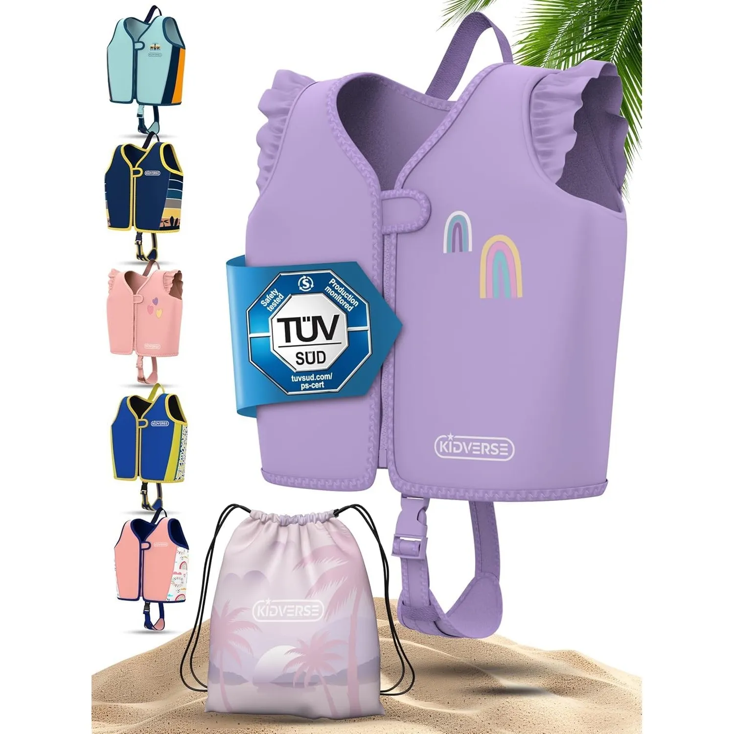 KIDVERSE Schwimmweste Kinder - TÜV geprüfte Schwimmhilfe für Kinder ab 2 Jahre mit verstellbarem Auftrieb & extra weich…