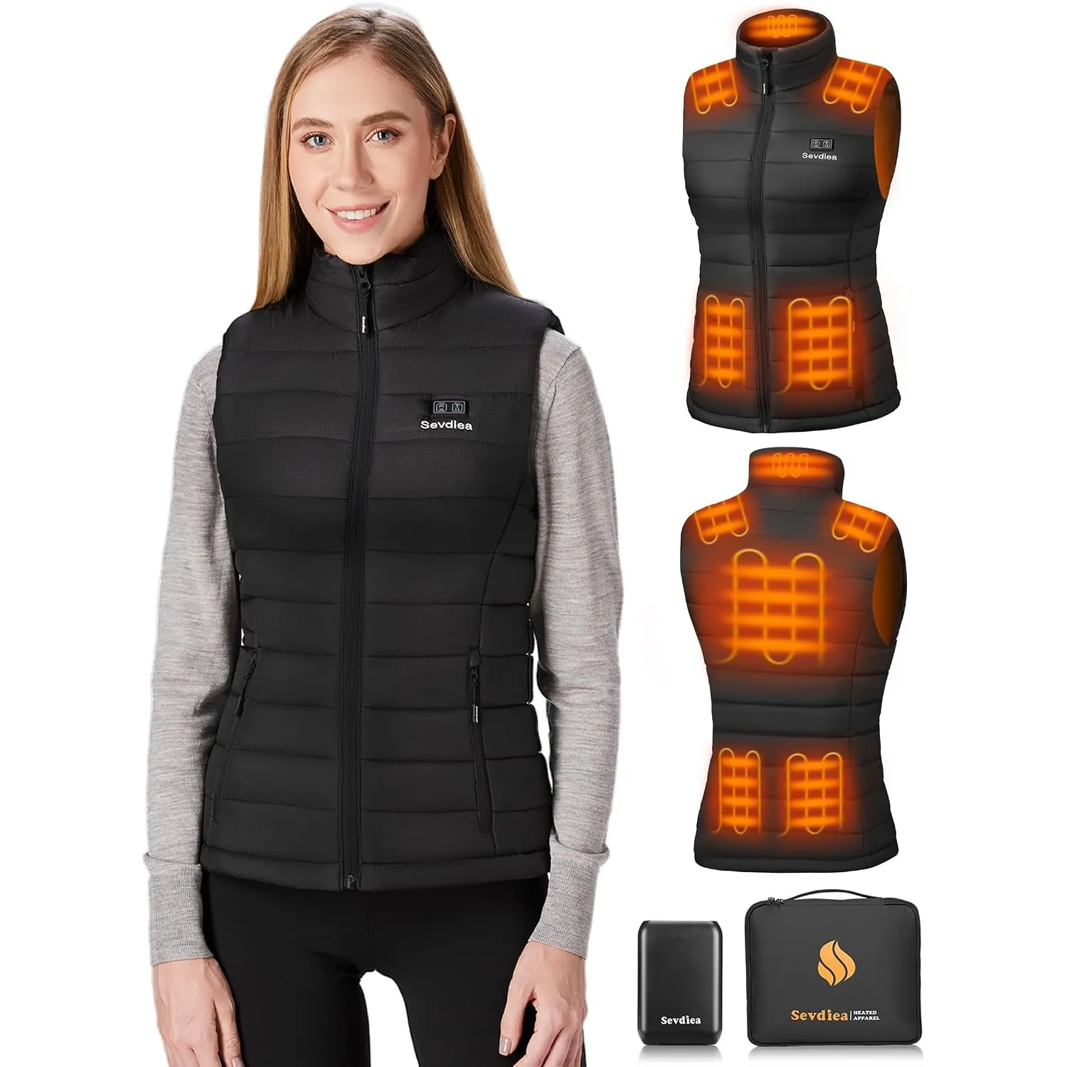 Heizweste Damen mit Powerbank 16000mah 7.4V, Beheizte Weste Damen, Leichte Elektrische Wärmeweste, Geeignet Zum Radfahr…