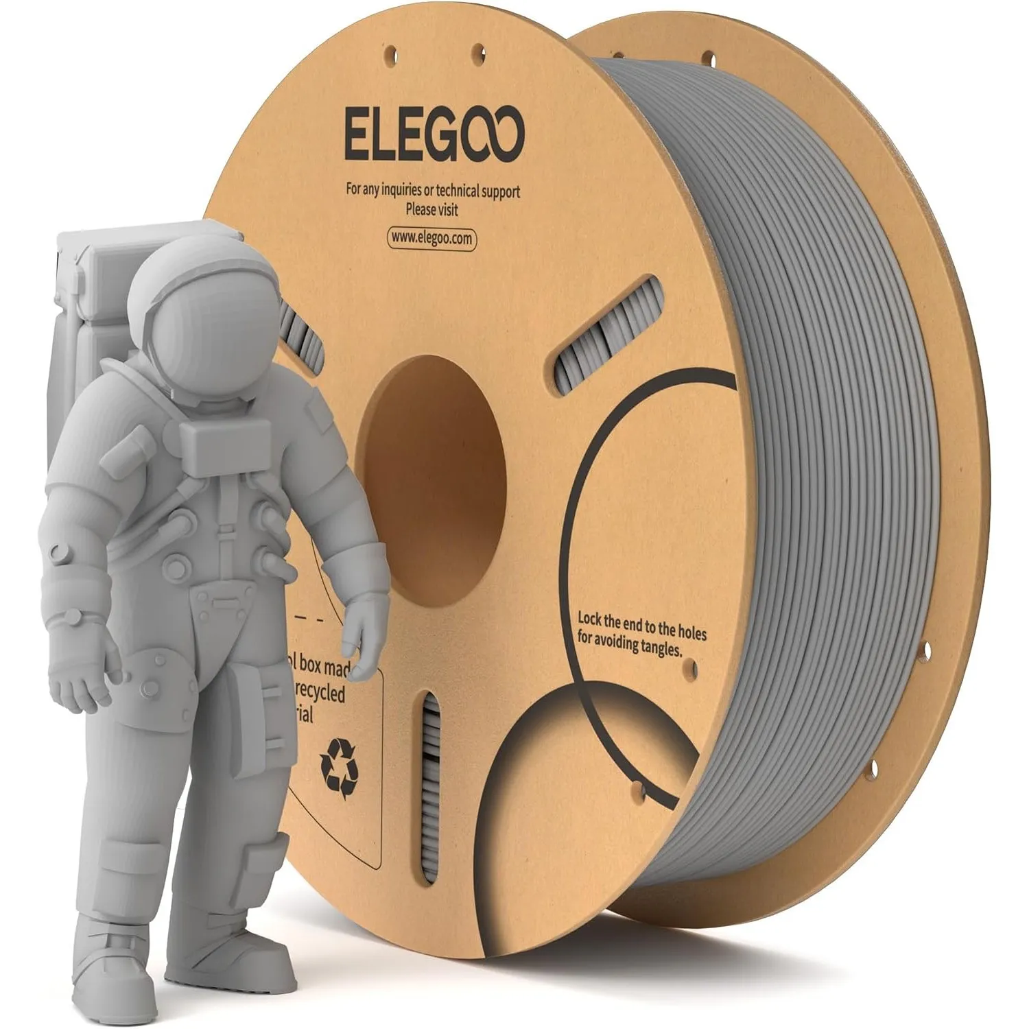 ELEGOO PLA Filament 1.75mm, 3D Drucker Filament PLA Grau 1KG