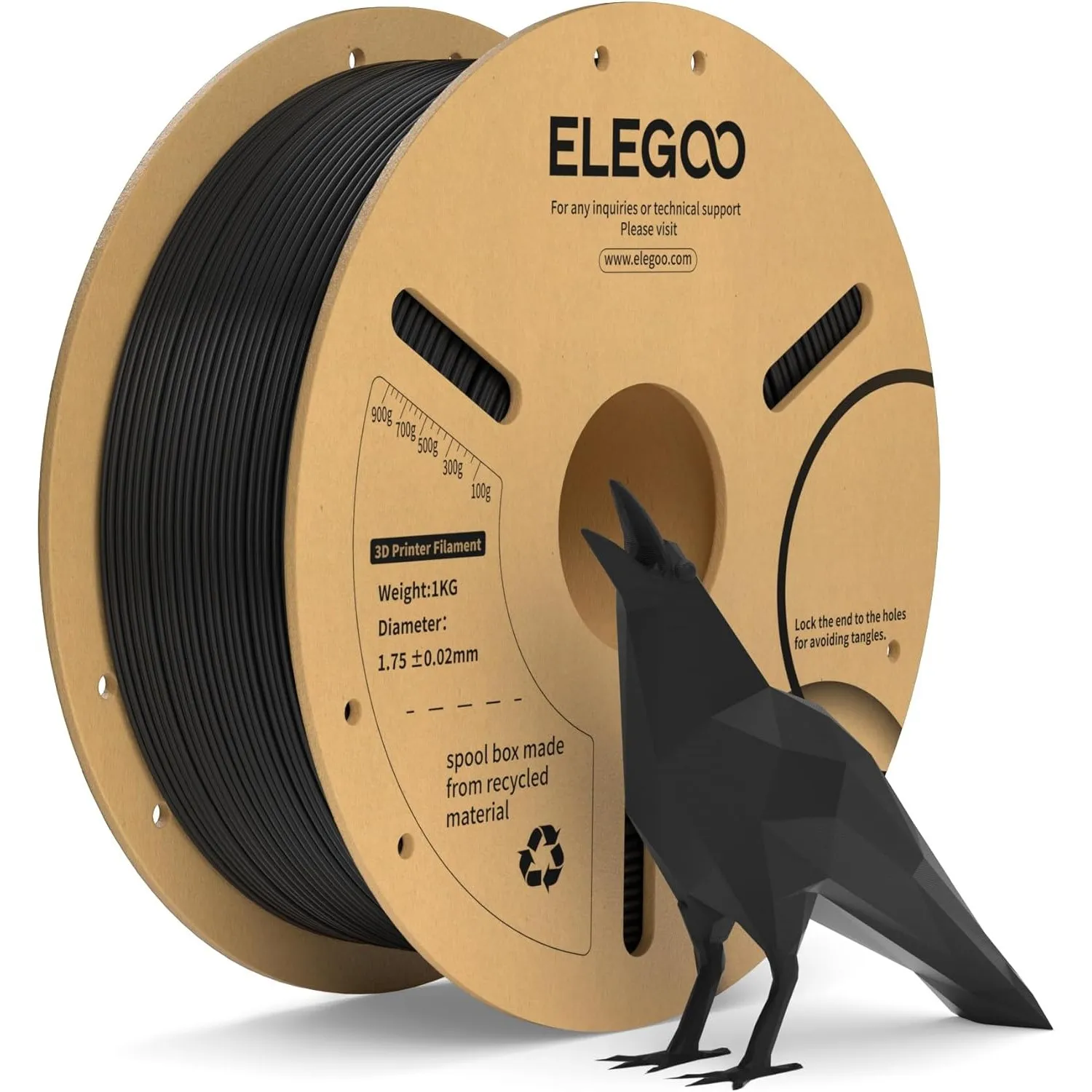 ELEGOO PLA+ Filament 1.75mm Schwarz 1KG, PLA Plus 3D Drucker Filament, Härter und Stärker 3D Druckmaterialien, Maßgenau…