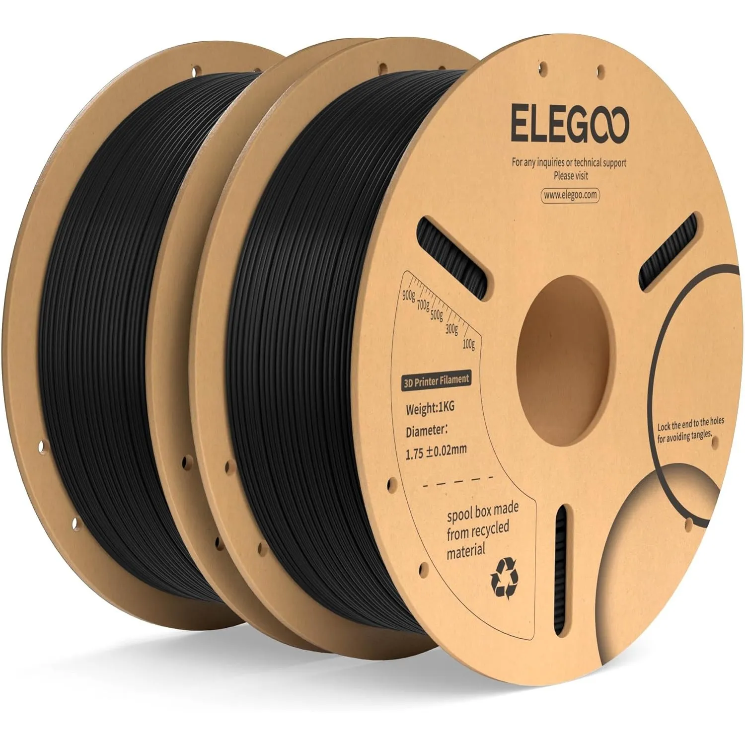 ELEGOO PLA+ Filament 1.75mm Schwarz 2KG