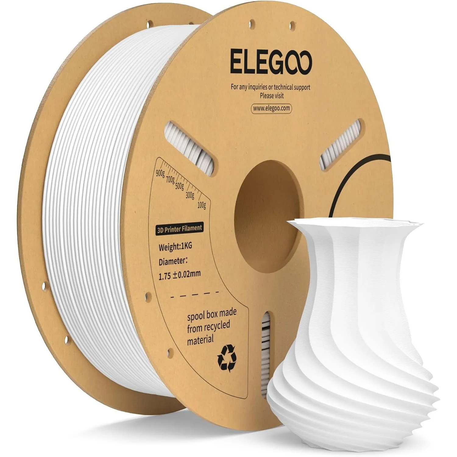 ELEGOO PLA+ Filament 1.75mm Weiß 1KG