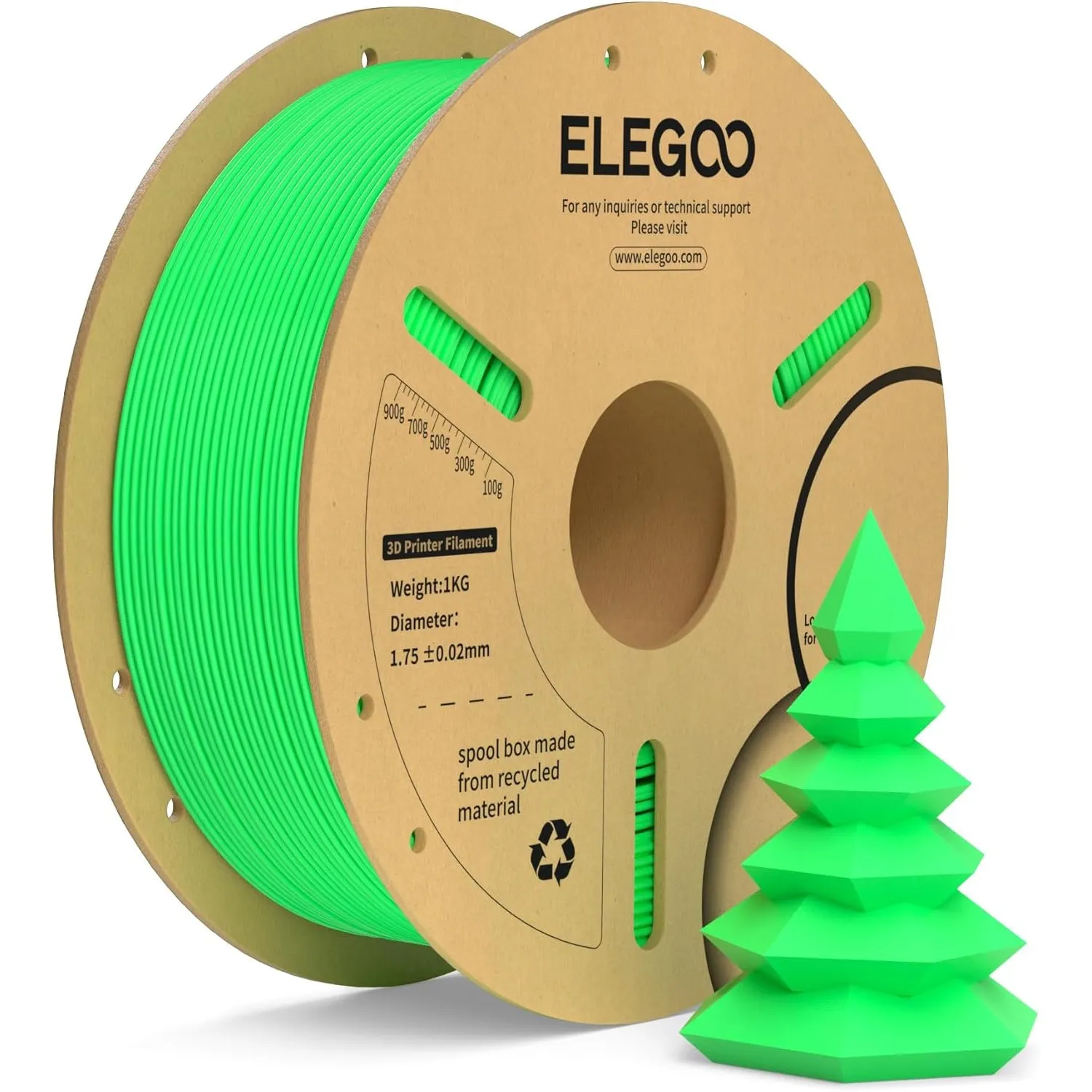 ELEGOO PLA+ Filament 1.75mm Neon Grün 1KG