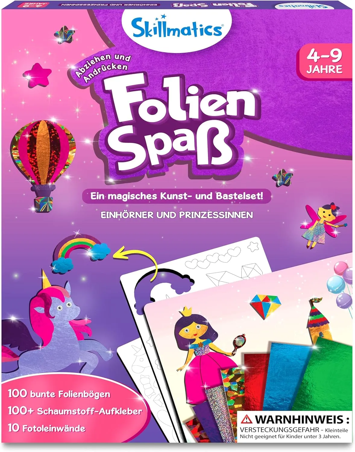 Skillmatics Kunst & Bastelaktivität- Folienspaß Einhörner und Prinzessinnen, Schmutzfreie Kunst für Kinder, Bastelsets,…