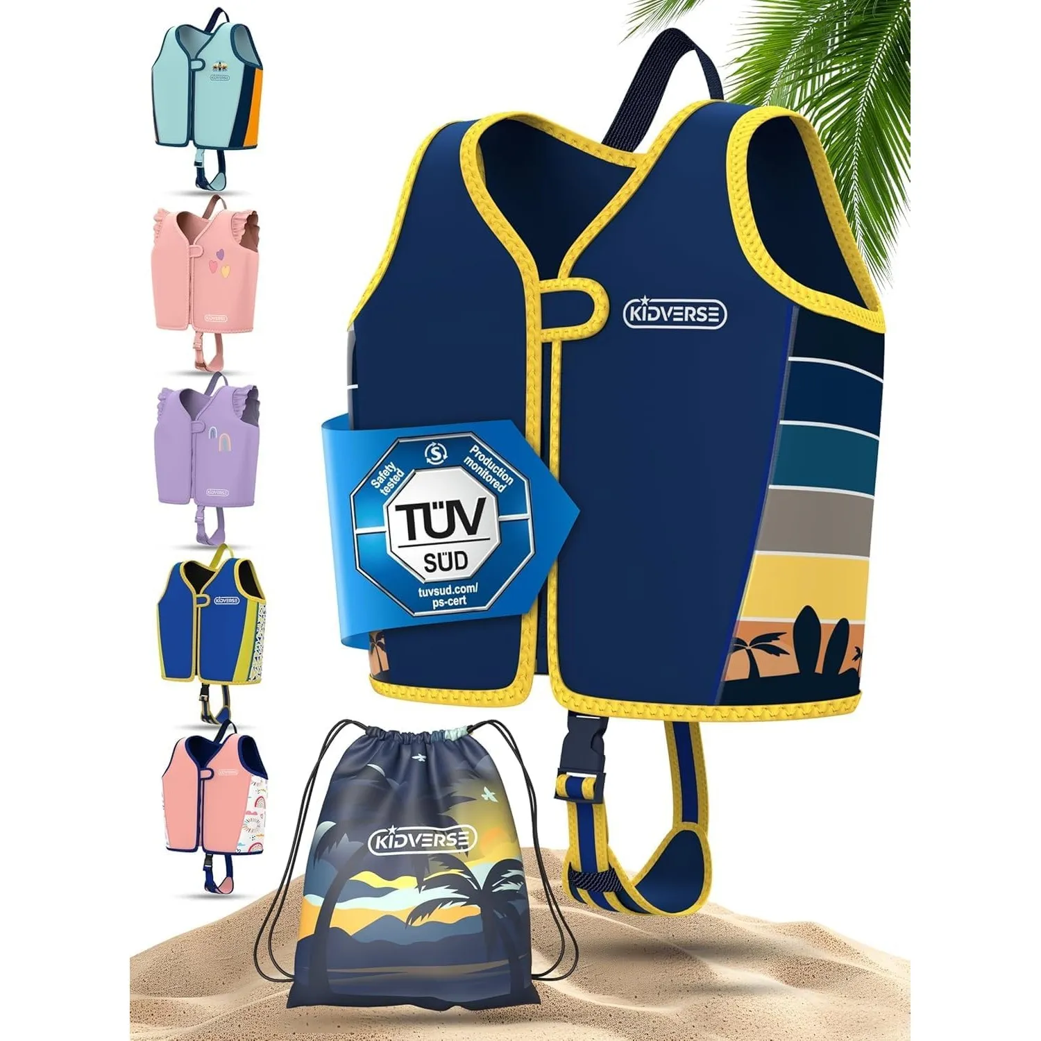 KIDVERSE Schwimmweste Kinder - TÜV geprüfte Schwimmhilfe für Kinder ab 2 Jahre mit verstellbarem Auftrieb & extra weich…