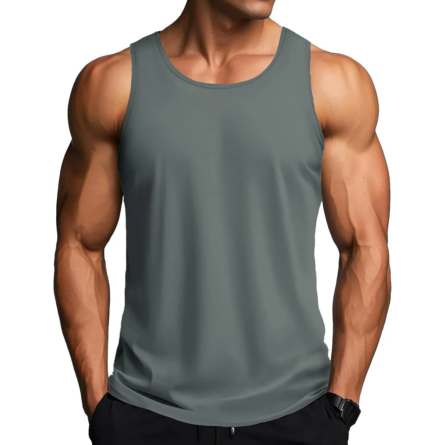 MAGCOMSEN Herren Tank Tops Leicht Achselshirt Ärmellos Quick Dry Sport T-Shirt Laufen Fitness Tankshirts Sommer Outdoor…