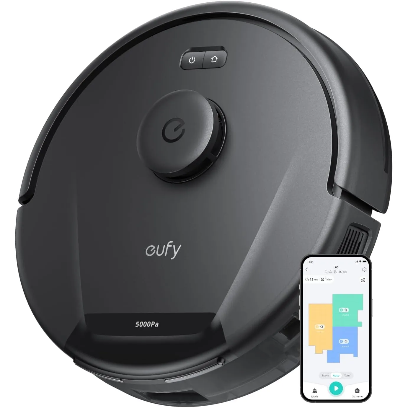 eufy L60 Saugroboter, Ultra Starke 5.000Pa Saugkraft, Staubsauger Roboter mit iPath Laser-Navigation, für gründliche Bo…