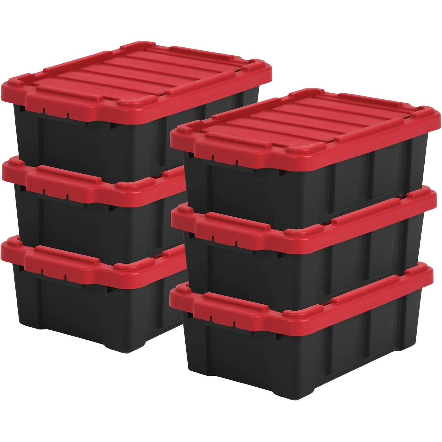 Iris Ohyama Heavy Duty Organisation Boxes, 12.5L, 6er-Set, Rot, Kompakt, Robust, Stapelbar, Aufbewahrungsbox, Für Garag…
