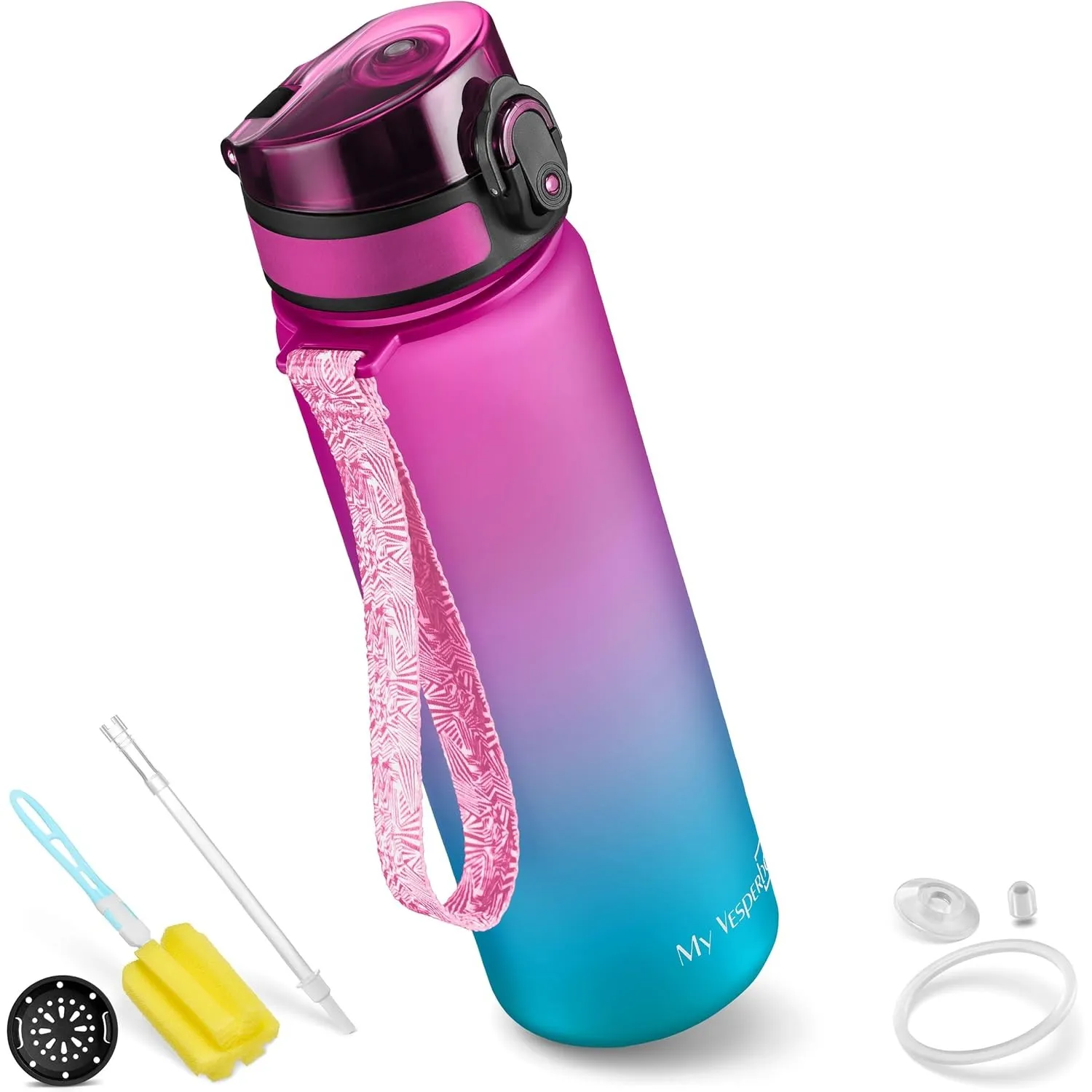My Vesperbox – Minny - Kinder Trinkflasche auslaufsicher – 500ml – mit Strohhalm oder Sieb - leichte Tritan Wasserflasc…