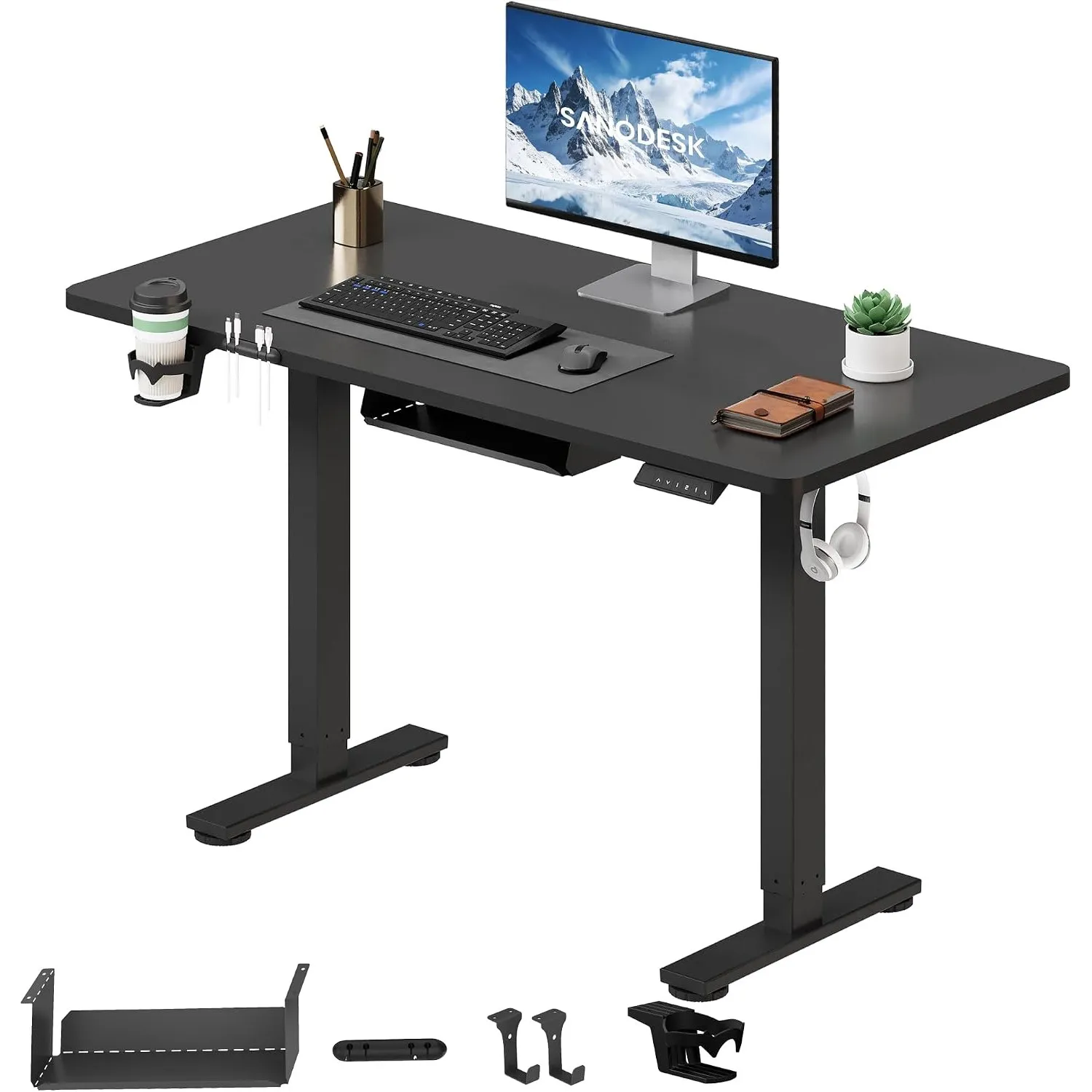 SANODESK Höhenverstellbarer Schreibtisch elektrisch 110x54 cm