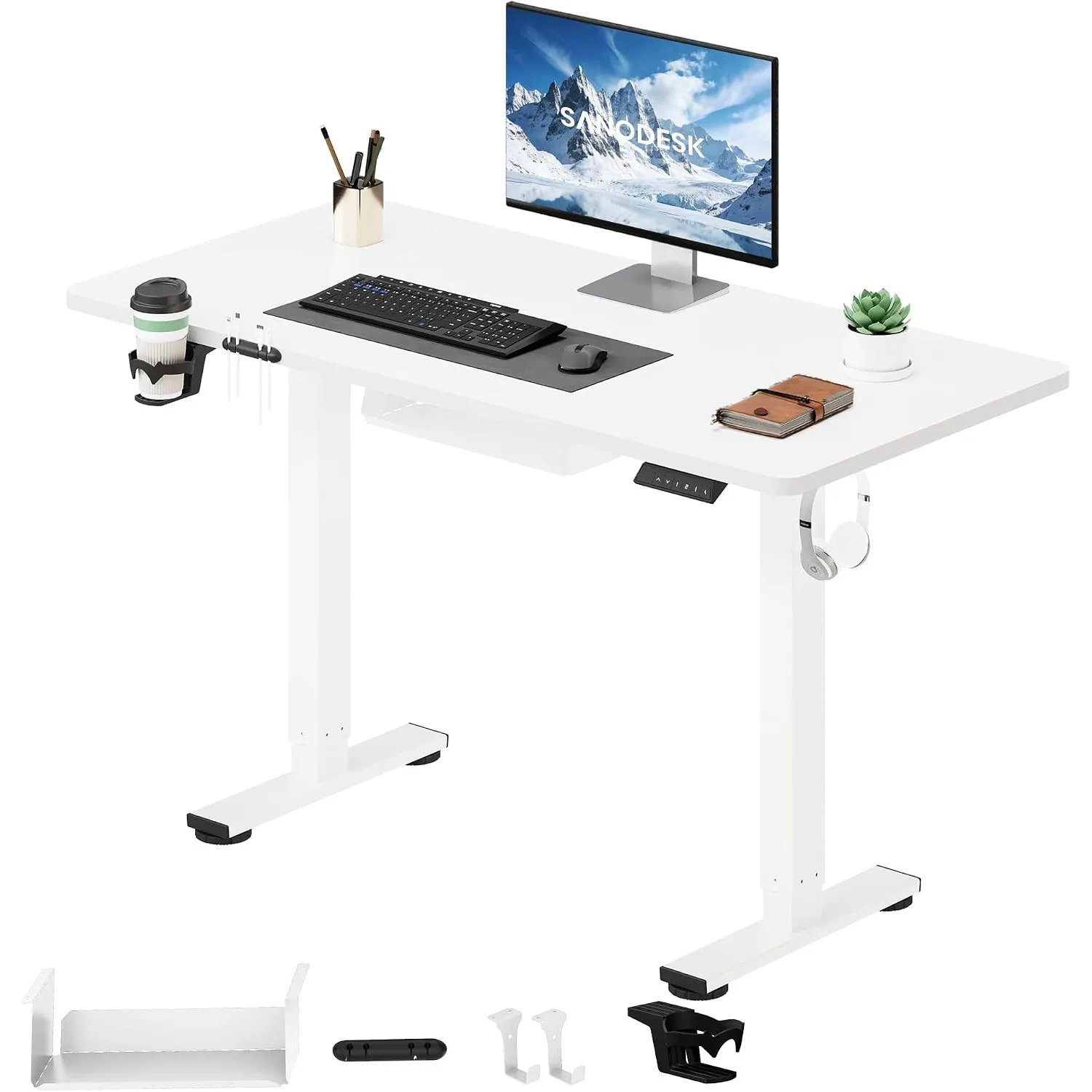 SANODESK Höhenverstellbarer Schreibtisch elektrisch 110x54 cm