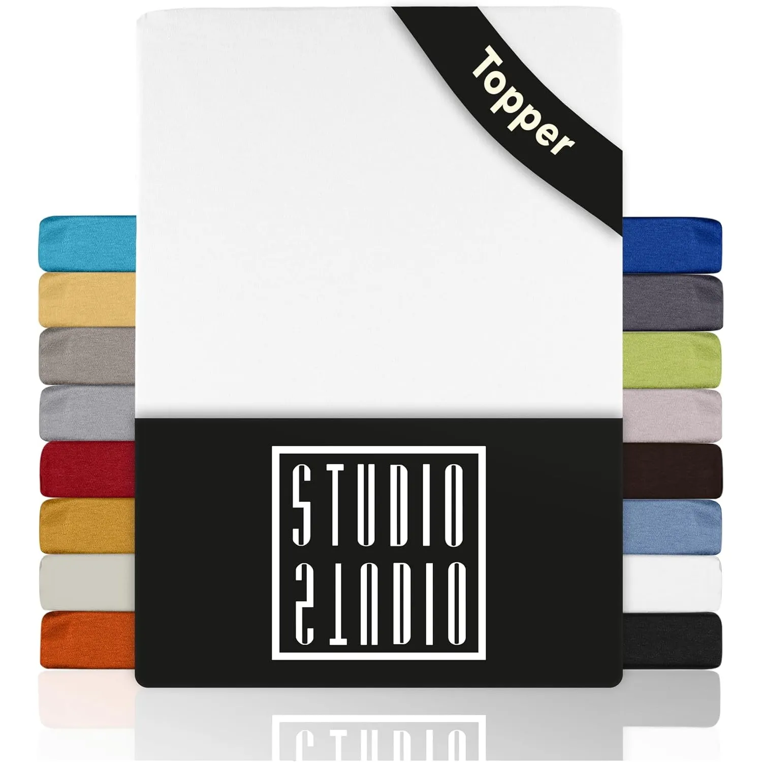 STUDIO Basic Topper Spannbettlaken 120x200cm – Jersey-Spannbetttuch aus 100 % gekämmter Baumwolle – Weiß – bügelfrei, e…