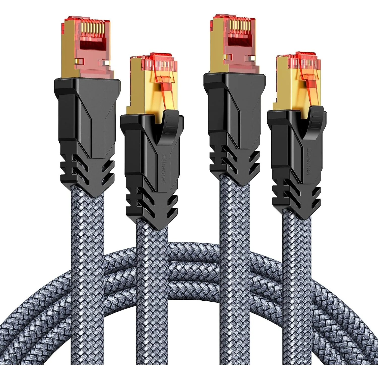 SNOWKIDS Cat8 LAN Kabel 40Gbps Nylon Flach Netzwerkkabel (6M Grau 2 Stück)