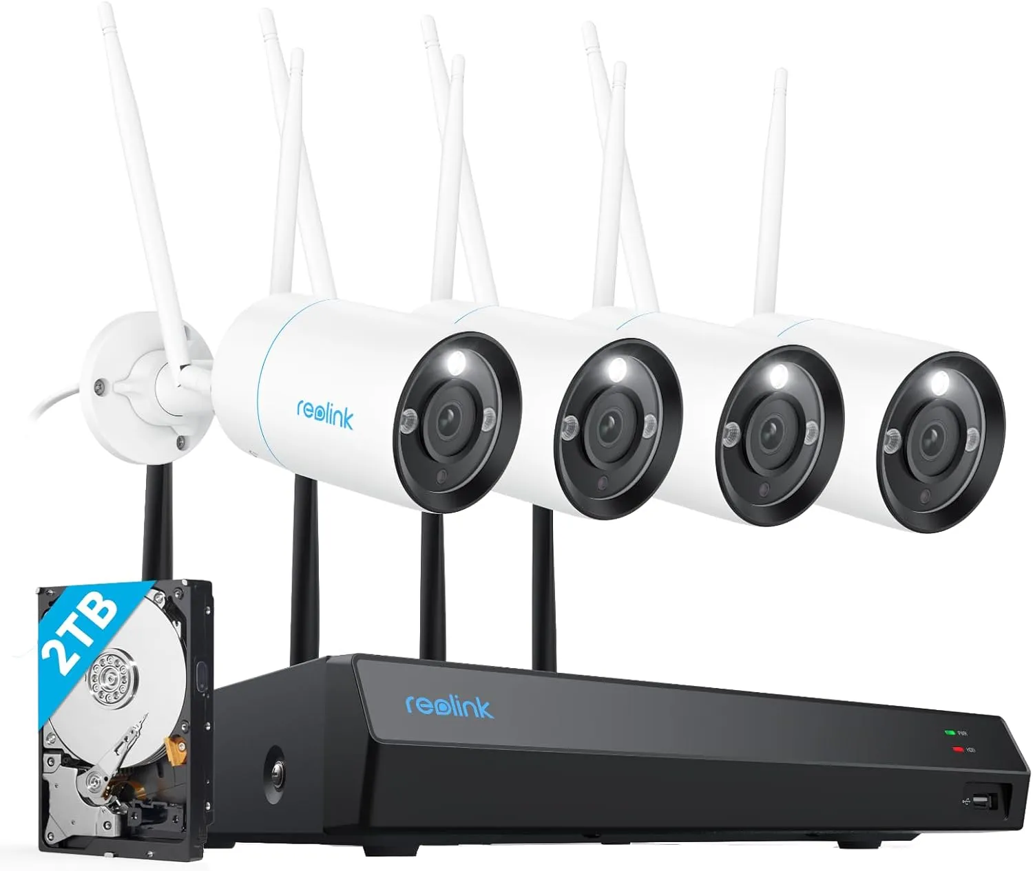 Reolink 4K WLAN Überwachungskamera Set Aussen, 4X 8MP Wi-Fi 6 Kamera Aussen, 12CH WLAN NVR mit 2TB HDD, Vollmetallmater…