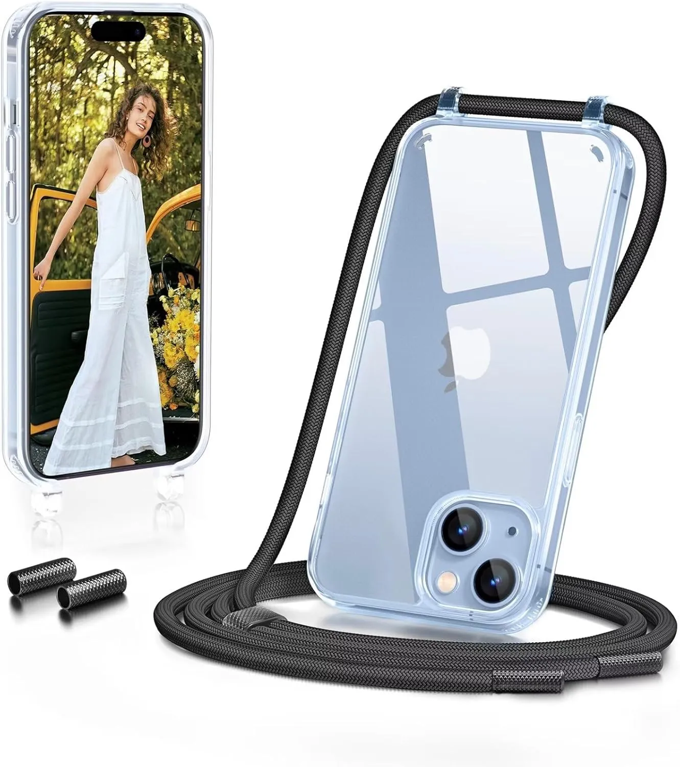 GOODVISH Mobile Phone Chain for iPhone 15, Case with Strap, Camera Protection and Screen Protection, Necklace Mobile Ph…