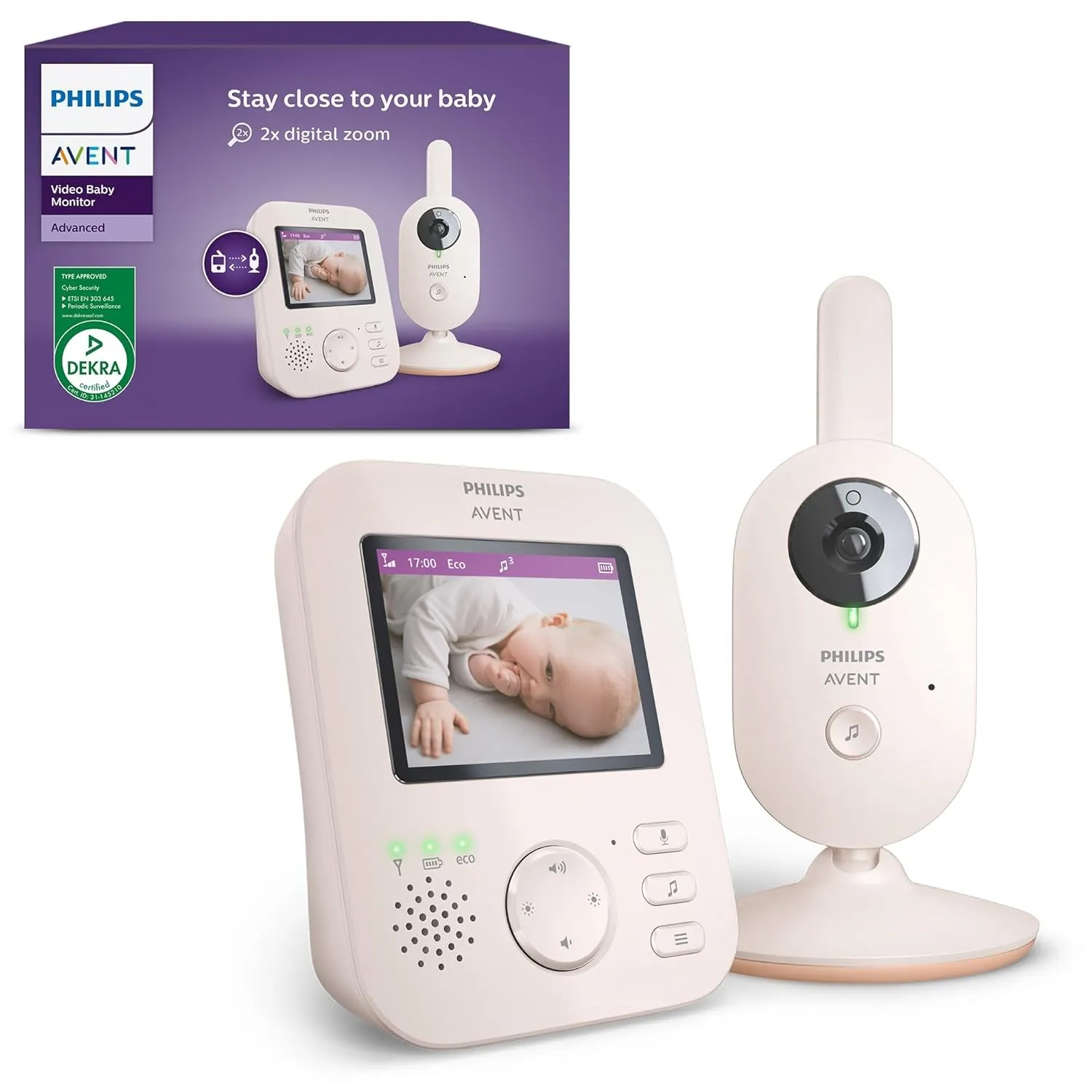 Philips AVENT Philips Babyphone mit Kamera Advanced - DEKRA Zertifiziert privat und sicher - 2.8" Display, x2 Zoom, Inf…