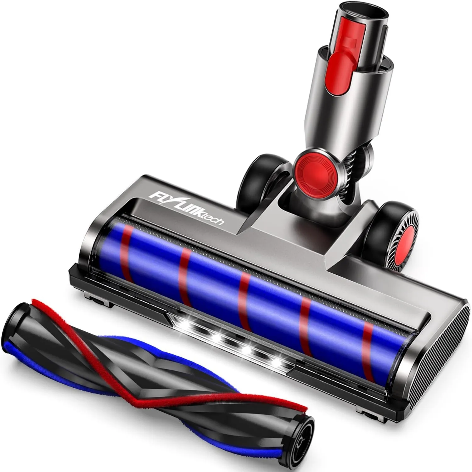 FLYLINKTECH Bürste kompatibel für Dyson V7, V8, V10, V11, V15 Staubsauger, Bürste mit 4-LED Scheinwerfern, Flexibler Ro…