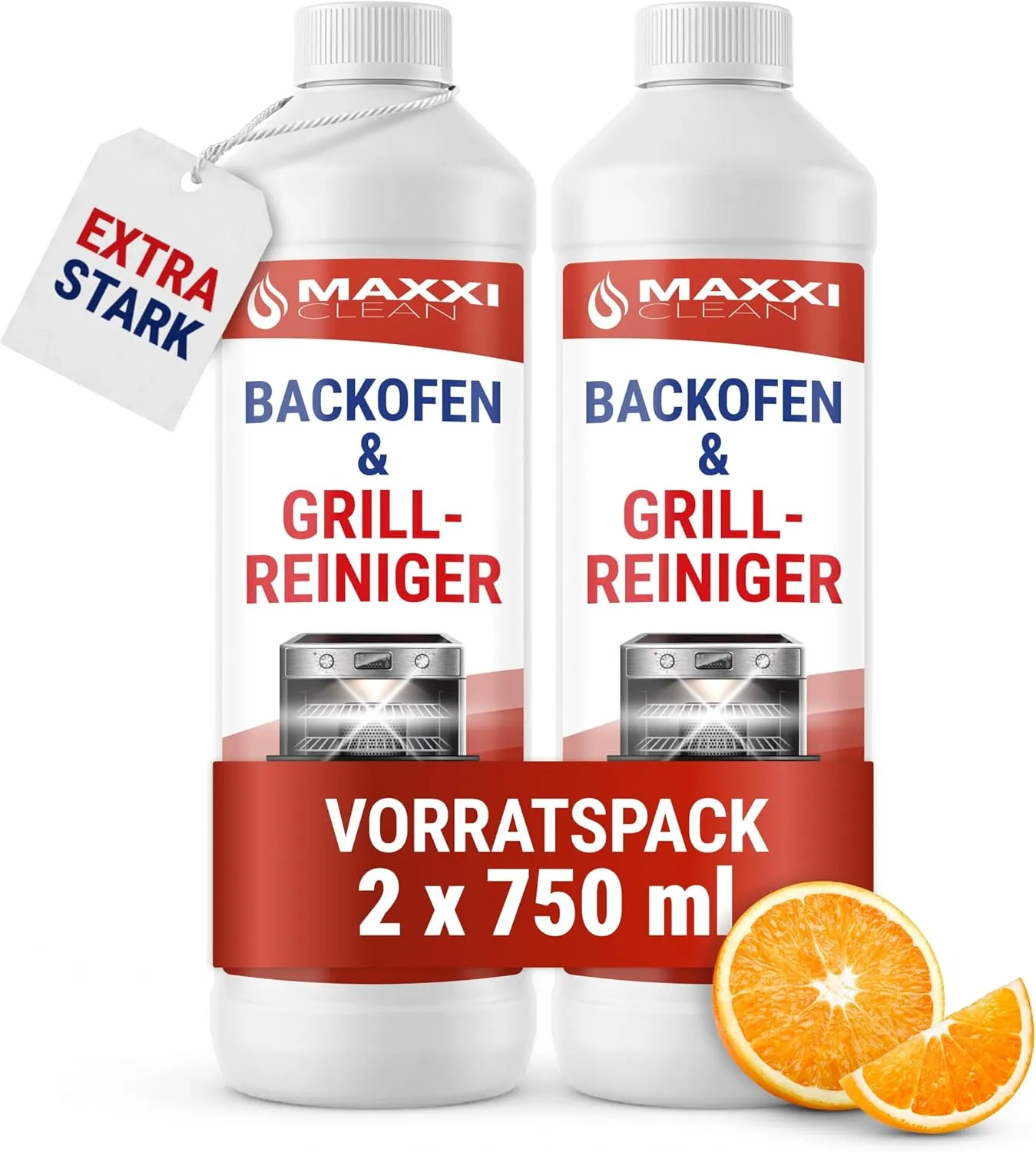 Maxxi Clean 2 x 750 ml Backofen und Grillreiniger Gel Paste I extrastarker selbstarbeitender Fettlöser I entfernt hartn…