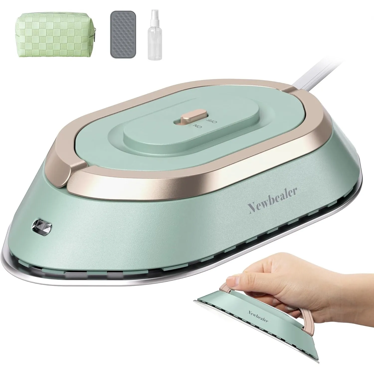 Newbealer Mini Reisebügeleisen mit Universalspannung 100-240V, Kompaktes Bügeleisen für Kleidung (kein Dampf), Keramikf…