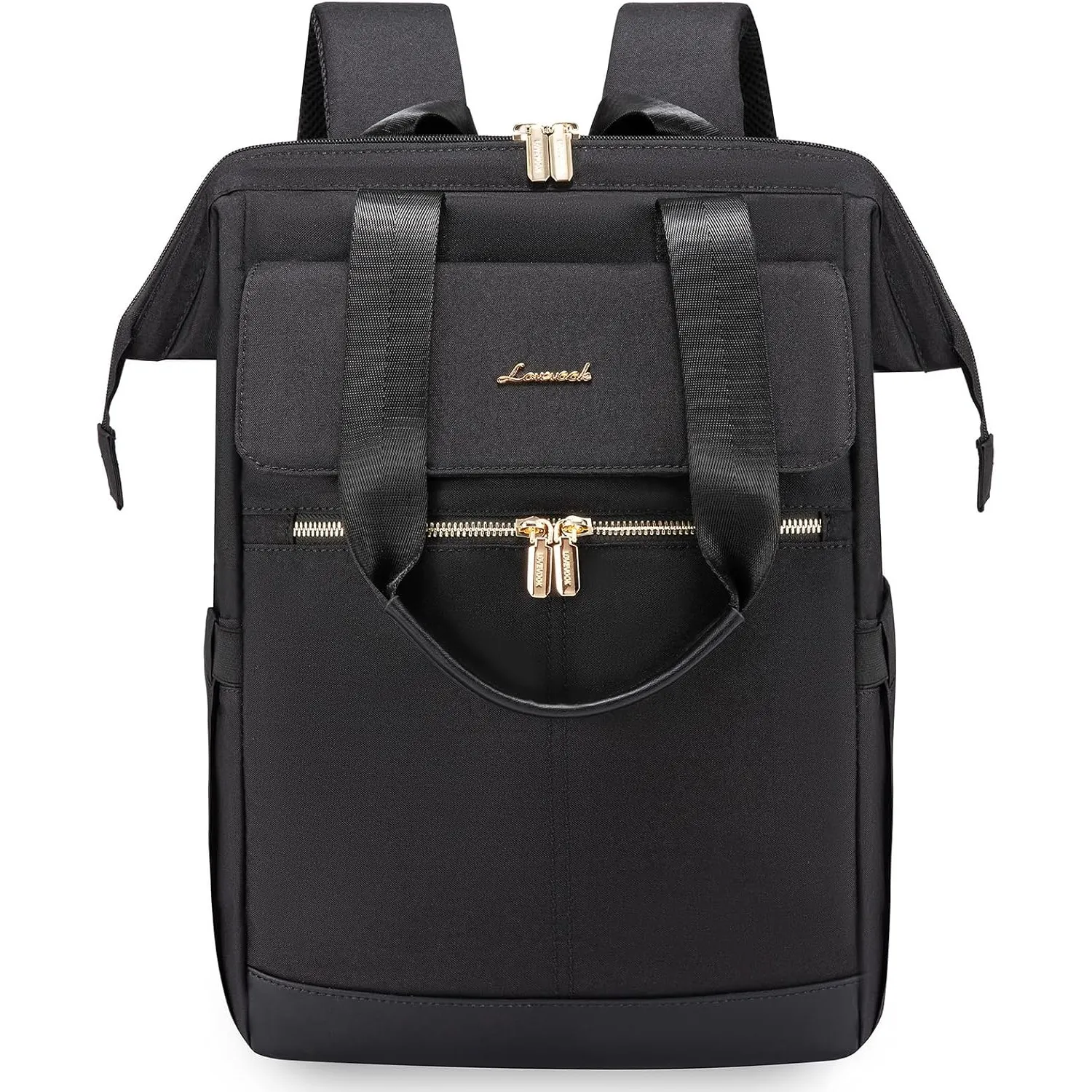 LOVEVOOK Schulrucksack Schwarz Teenager Mädchen, Laptop Rucksack Damen mit Laptopfach 15,6 Zoll, Schultasche Backpack W…