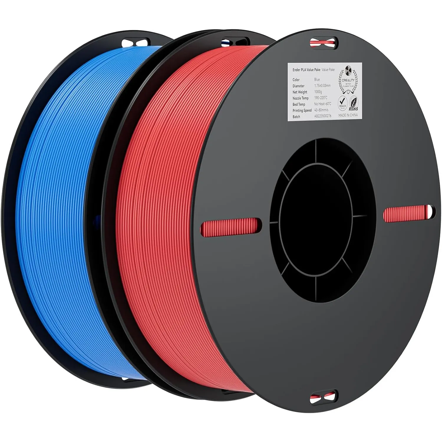 Creality Ender PLA Filament 1,75mm, Rot & Blau, 2er-Pack 1kg Spulen, Maßgenauigkeit ±0,03mm, PLA Filament für 3D-Drucke…