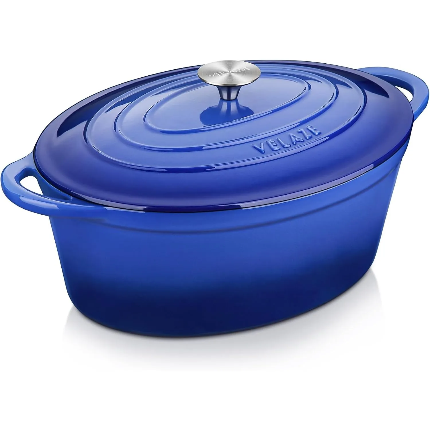 Velaze Schmortopf aus Gusseisen, Induktionstopf, Cocotte mit Deckel aus Emaille, holländischer Ofen, Blau, Oval - 34 cm…