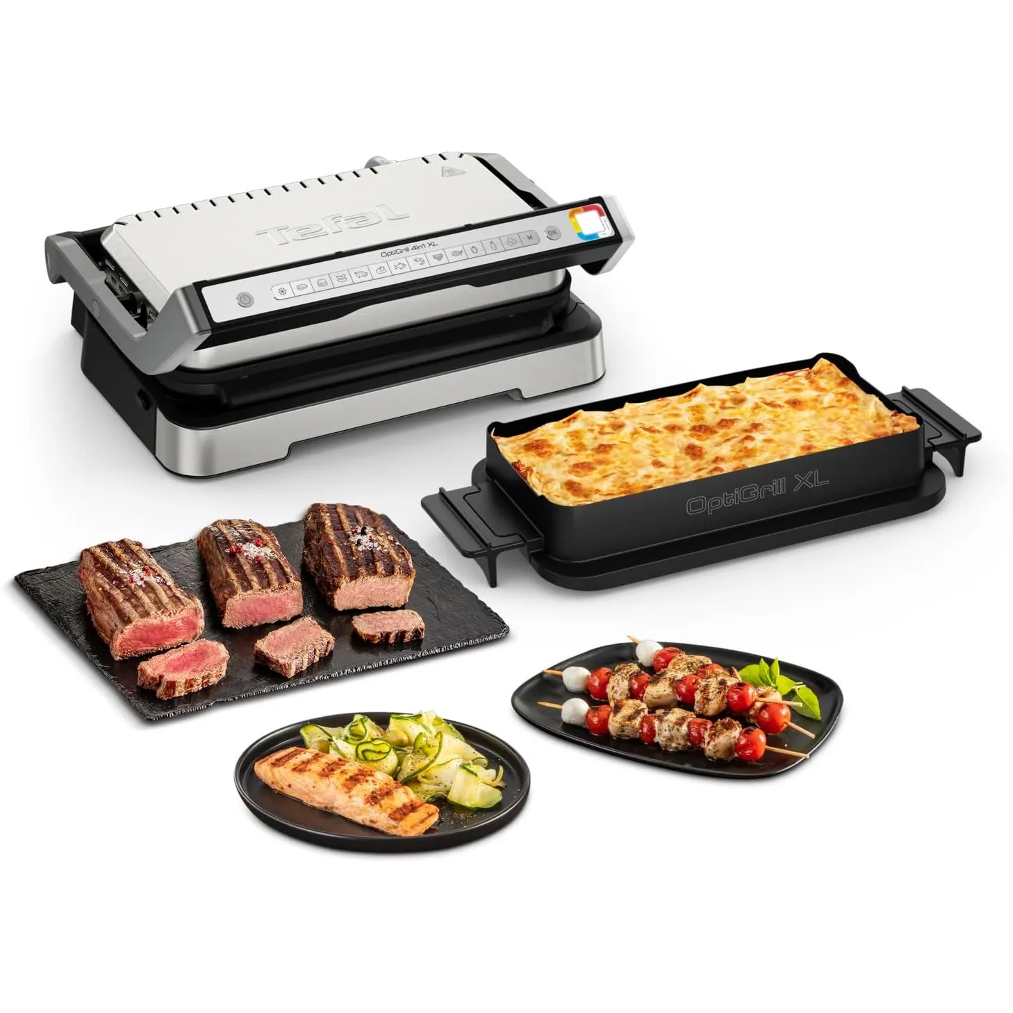 Tefal OptiGrill 4in1 XL Kontaktgrill mit Backschale, Aufklappbar, Tischgrill, 12 Programme, Garstufenanzeige, Elektrogr…