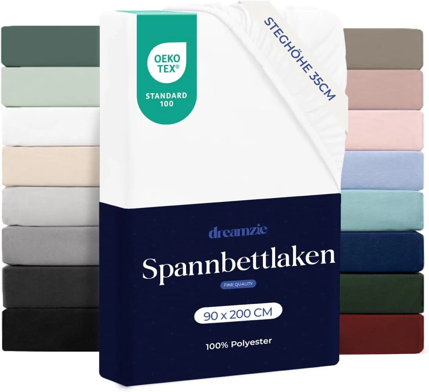 Dreamzie - Spannbettlaken 90x200cm | Mikrofaser Weich – Für Dicke Matratzen – Oeko-Tex | Komfort, Atmungsaktivität, Pfl…