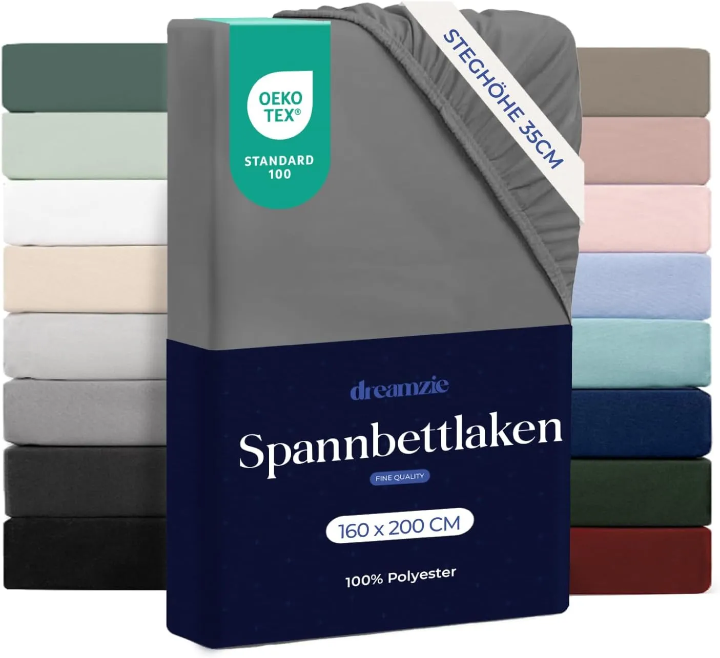 Dreamzie - Spannbettlaken 160x200cm | Mikrofaser Weich – Für Dicke Matratzen – Oeko-Tex | Komfort, Atmungsaktivität, Pf…