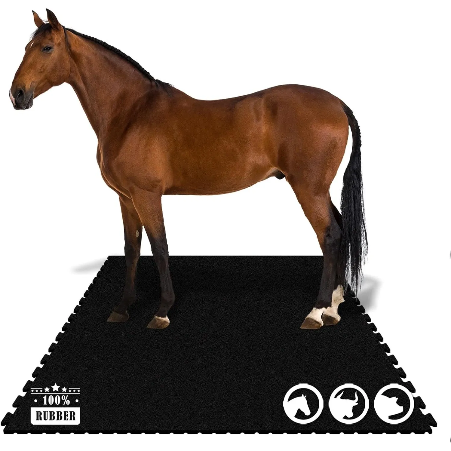 KARAT Puzzle Stallmatte aus Gummi - 182 x 122 cm - wasserdichte Gummimatte mit Drainage für Stall, Pferdebox, Paddock -…