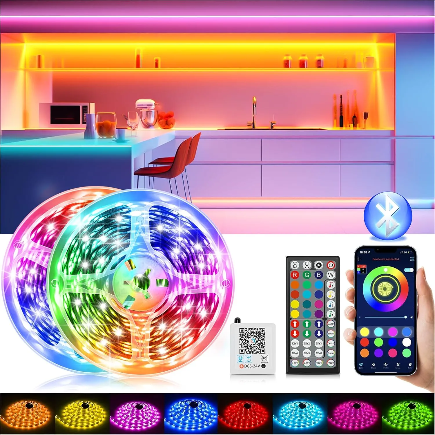 LED Strip LED Strip 30 m with Remote Control & App & Music Sync, Bluetooth RGB Fairy Lights Dimmable Colour Changing Ta…